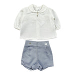 Calamaro Completo 2Pz Camicia-Coulotte Bicolore Bianco/Azzurro per Neonato EOEO BIANCO/AZZURRO CALAMARO 