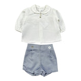Calamaro Completo 2Pz Camicia-Coulotte Bicolore Bianco/Azzurro per Neonato EOEO BIANCO/AZZURRO CALAMARO 