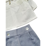 Calamaro Completo 2Pz Camicia-Coulotte Bicolore Bianco/Azzurro per Neonato EOEO BIANCO/AZZURRO CALAMARO 