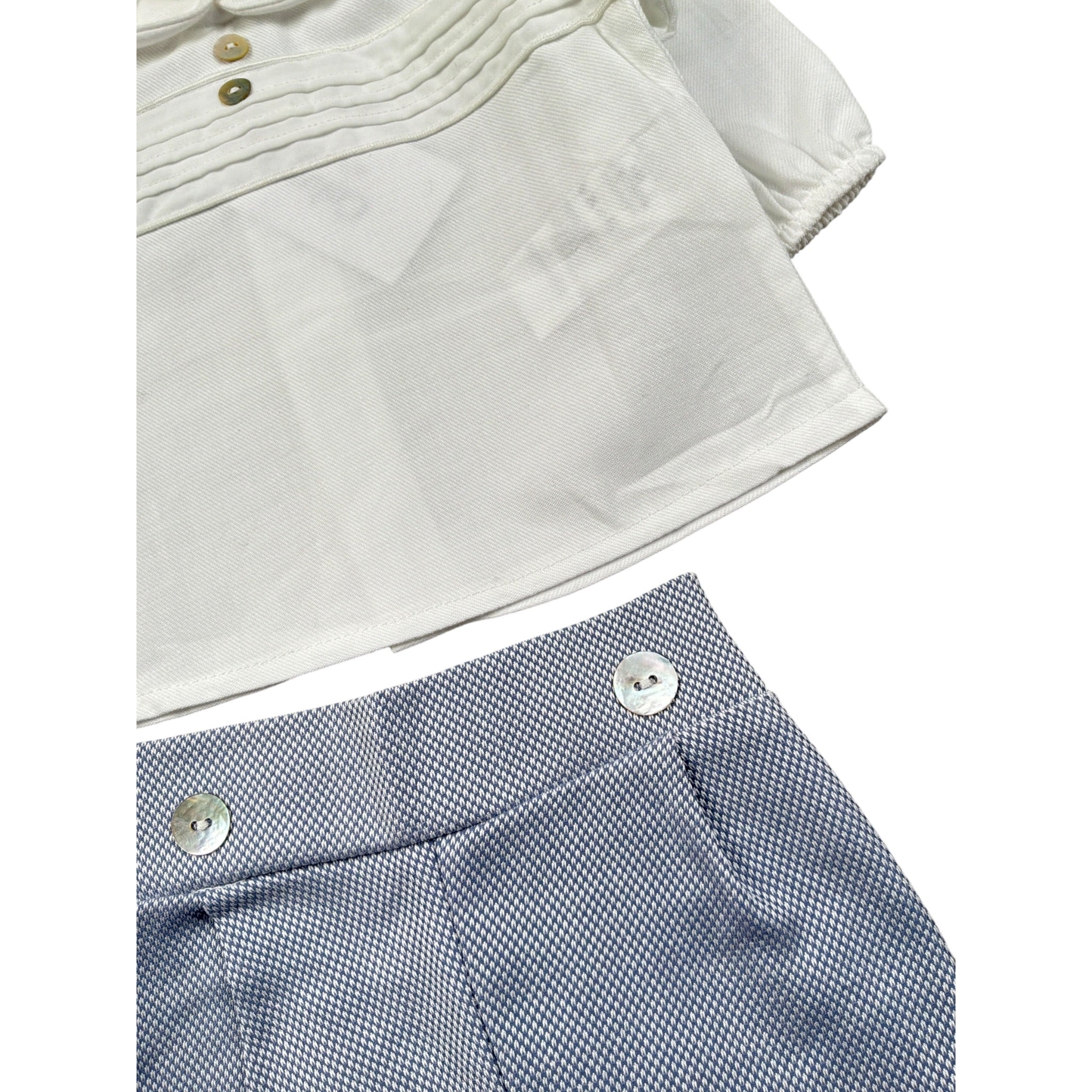 Calamaro Completo 2Pz Camicia-Coulotte Bicolore Bianco/Azzurro per Neonato EOEO BIANCO/AZZURRO CALAMARO 