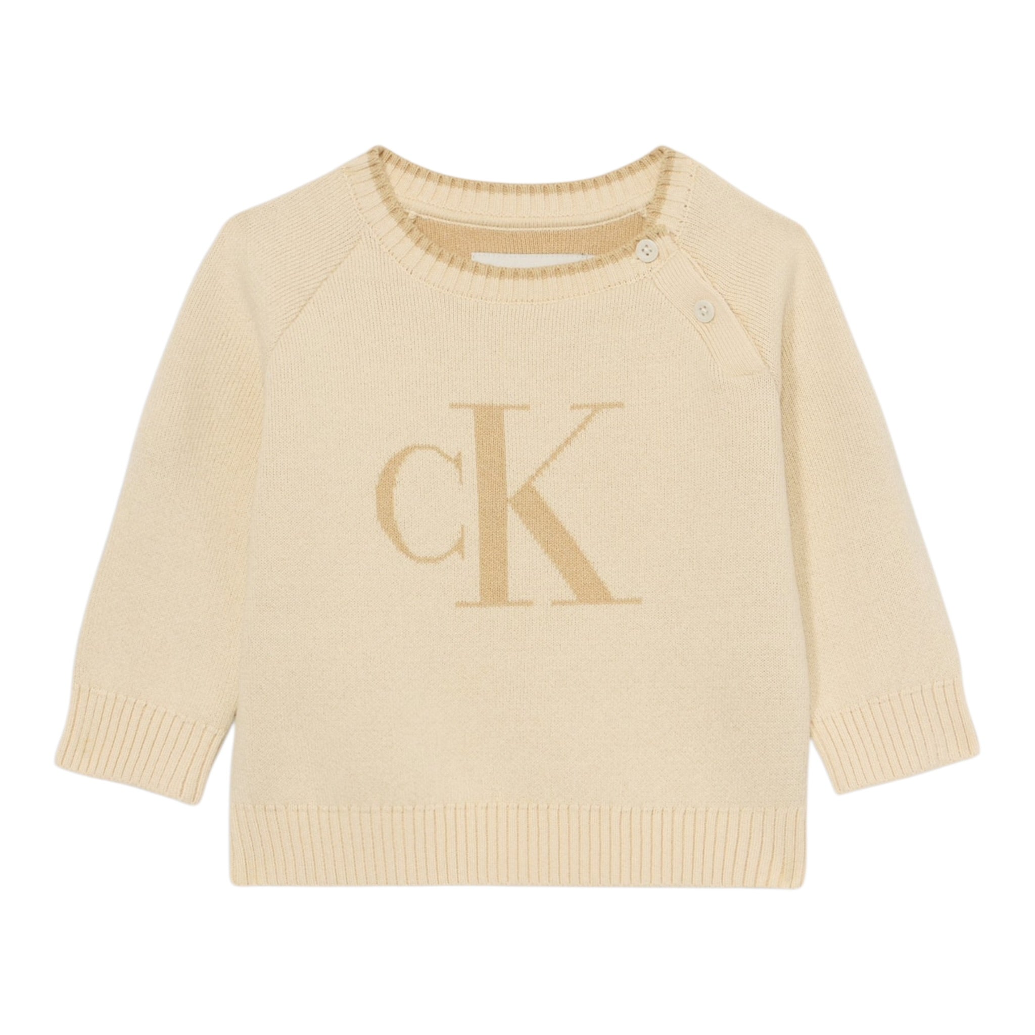 Calvin Klein Maglia tinta unita con Logo Beige per Neonato 00205 BEIGE CALVIN KLEIN 