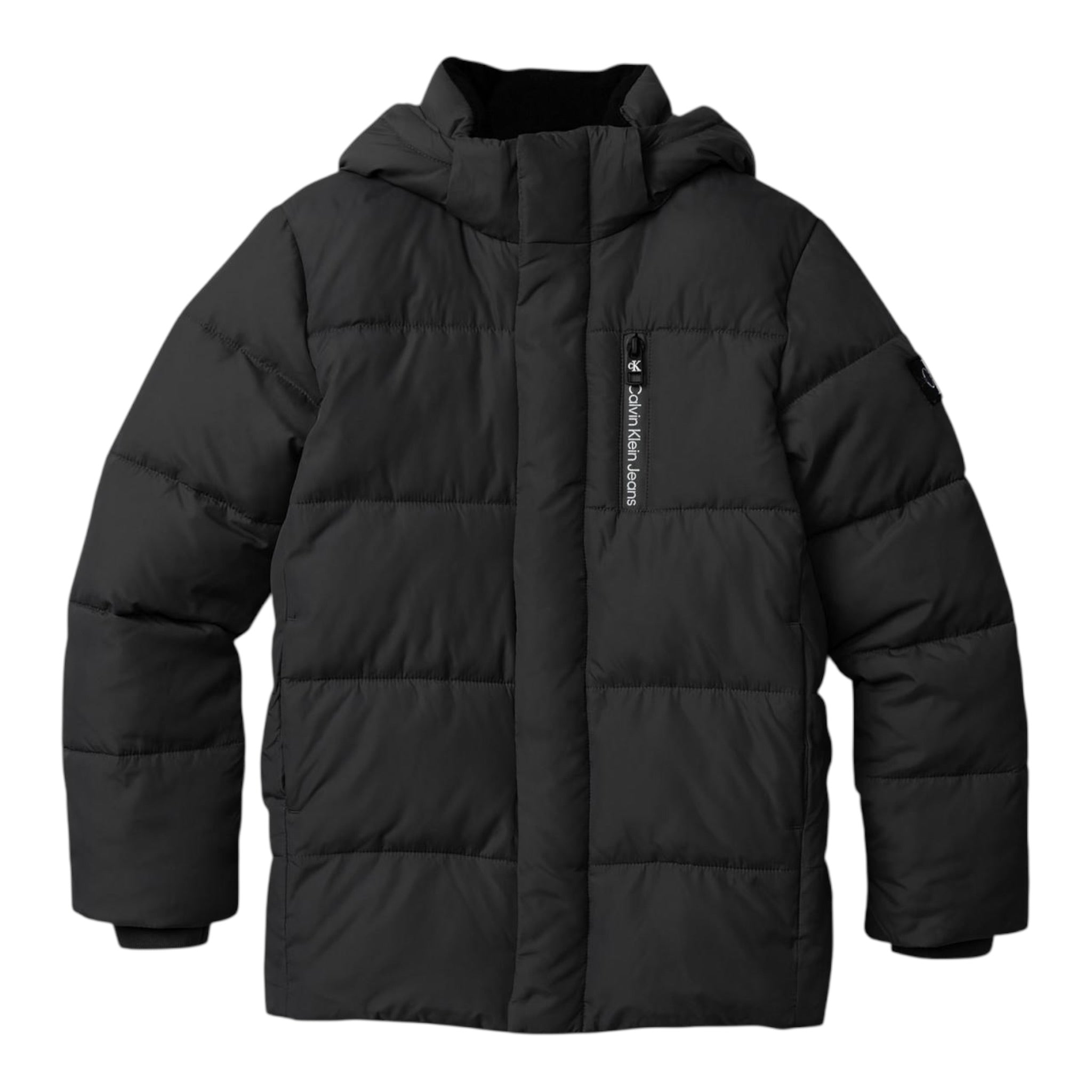 Calvin Klein Giubbino tinta unita con Zip E Cappuccio Nero per Bambino IB0IB01776 NERO CALVIN KLEIN 