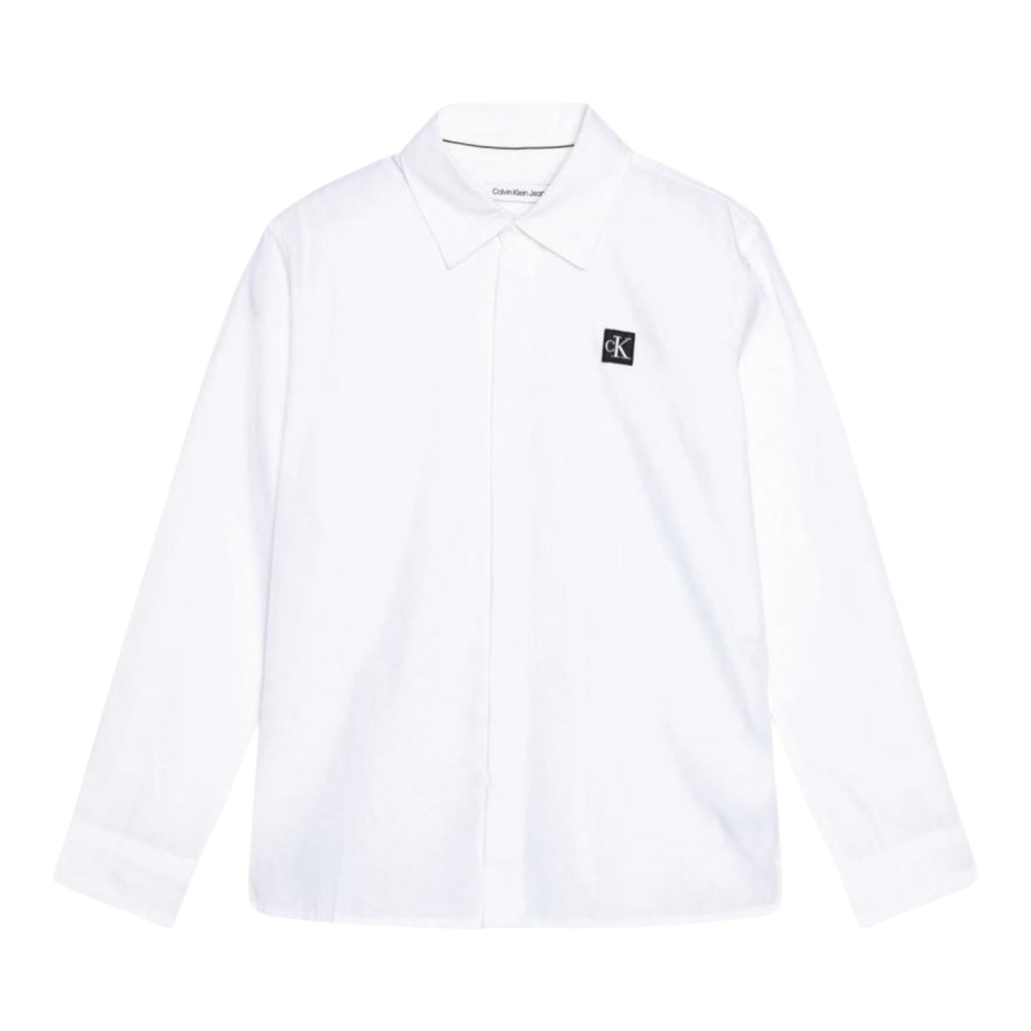 Calvin Klein Camicia tinta unita con Logo Bianco per Bambino IB0IB01962 BIANCO CALVIN KLEIN 