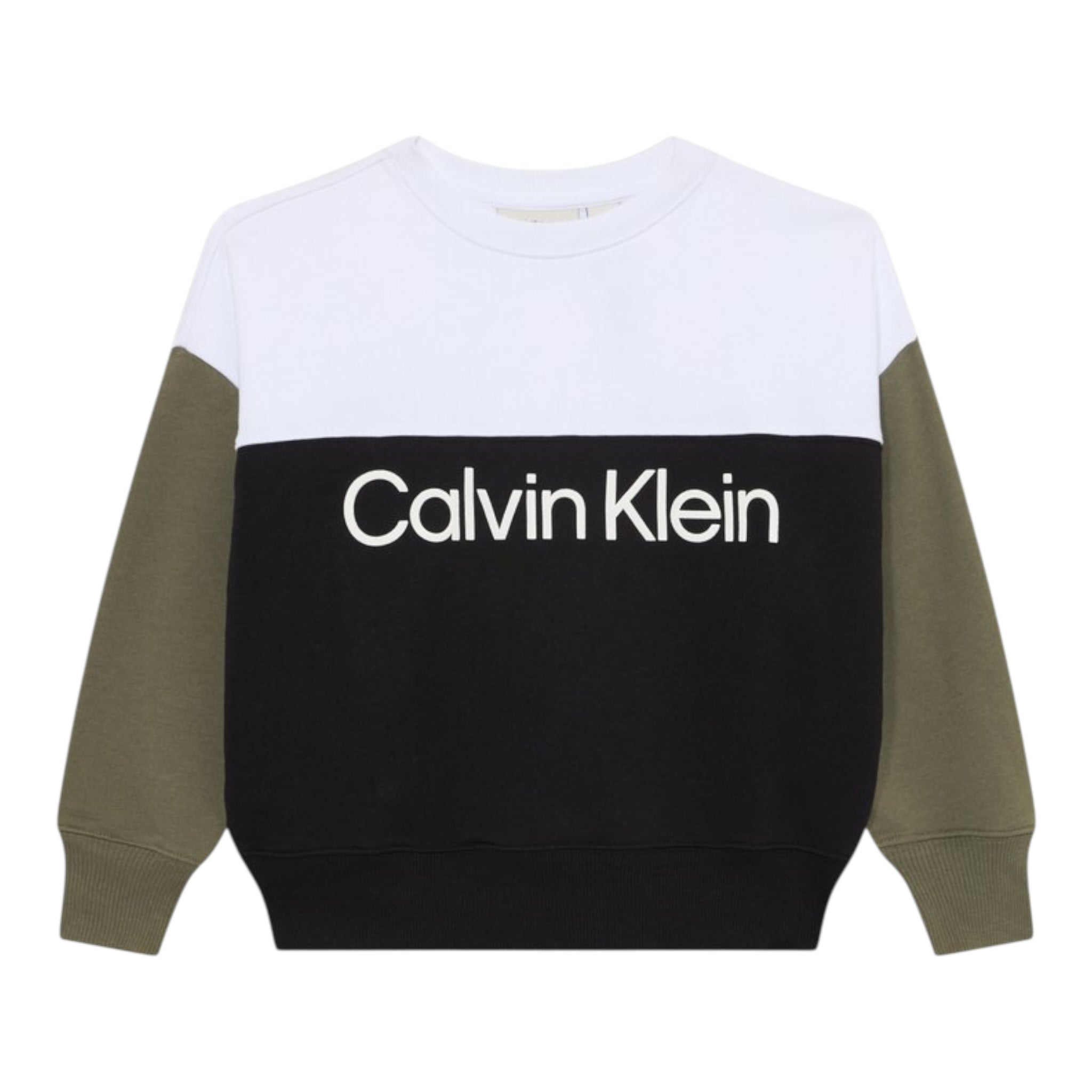 Calvin Klein Felpa Tricolore Girocollo con Logo Multicolor per Bambino IB0IB02523X MULTICOLOR CALVIN KLEIN 