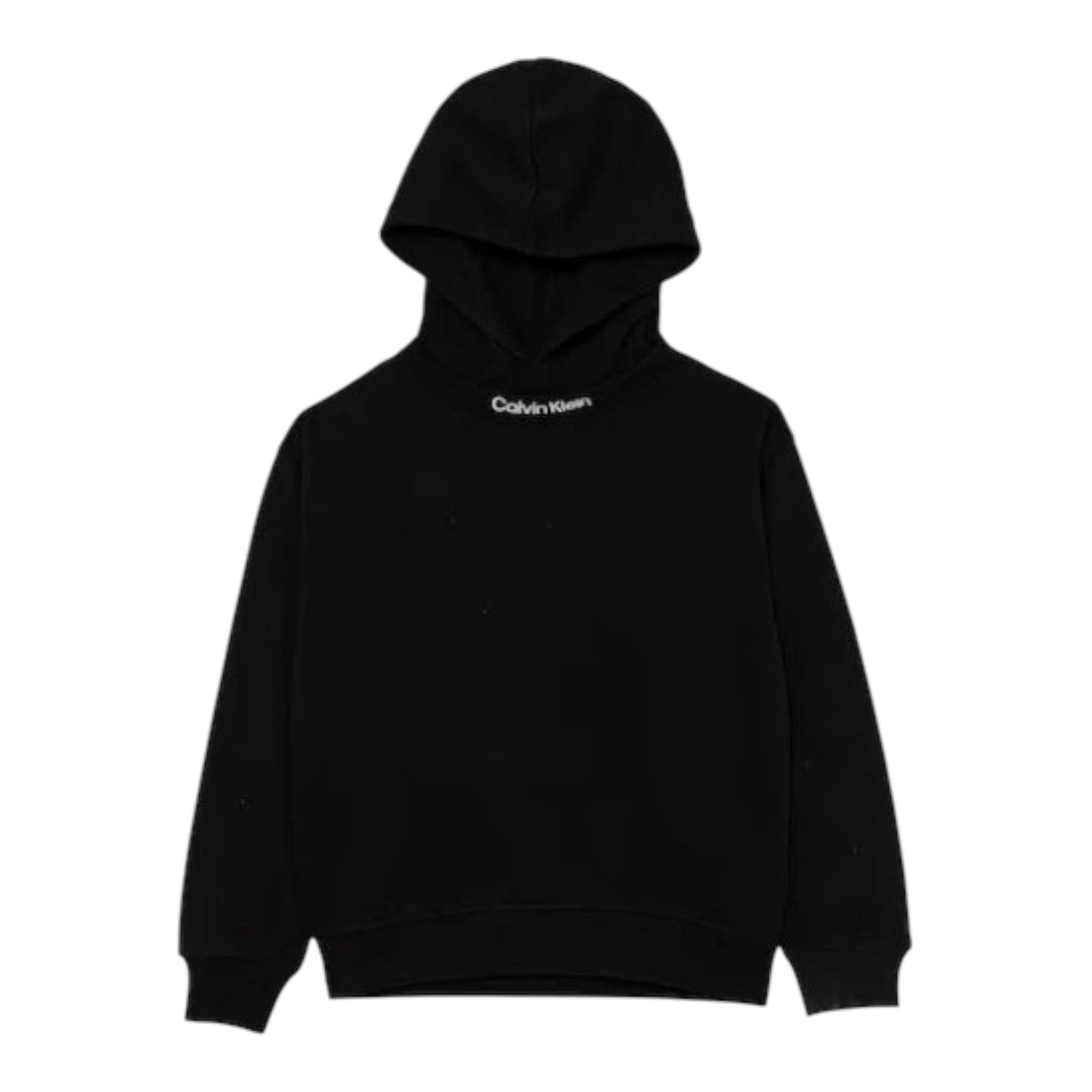 Calvin Klein Felpa tinta unita con Cappuccio E Stampa Nero per Bambina IB0IB02525X NERO CALVIN KLEIN 