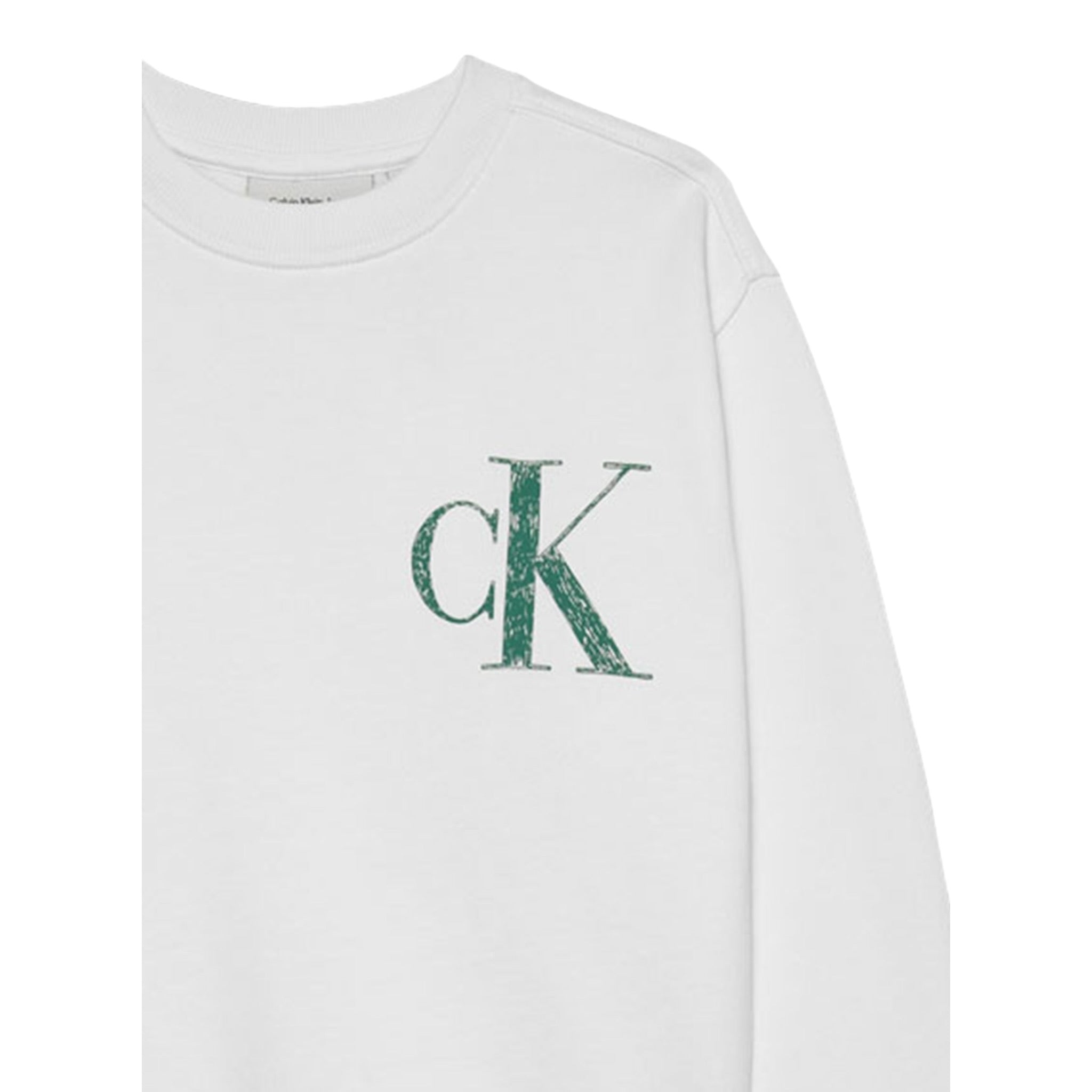 Calvin Klein Felpa Chiusa Girocollo tinta unita con Logo Bianco per Bambino IB0IB02526X BIANCO CALVIN KLEIN 
