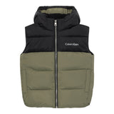 Calvin Klein Smanicato Bicolore con Cappuccio Verde per Bambino IB0IB02535 VERDE CALVIN KLEIN 