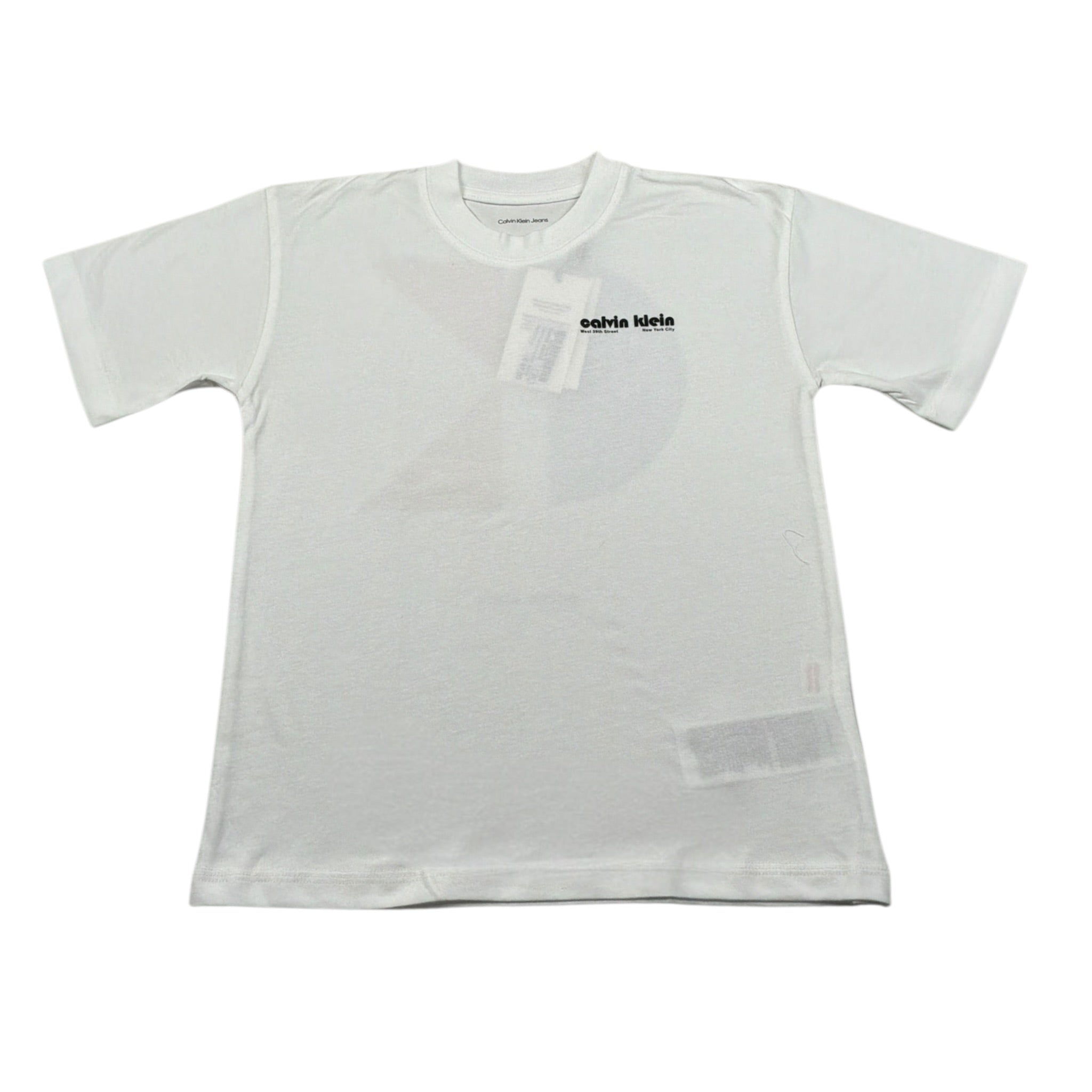 Calvin Klein T-Shirt Girocollo tinta unita con Stampa Bianco per Bambino IB0IB02543 BIANCO CALVIN KLEIN 