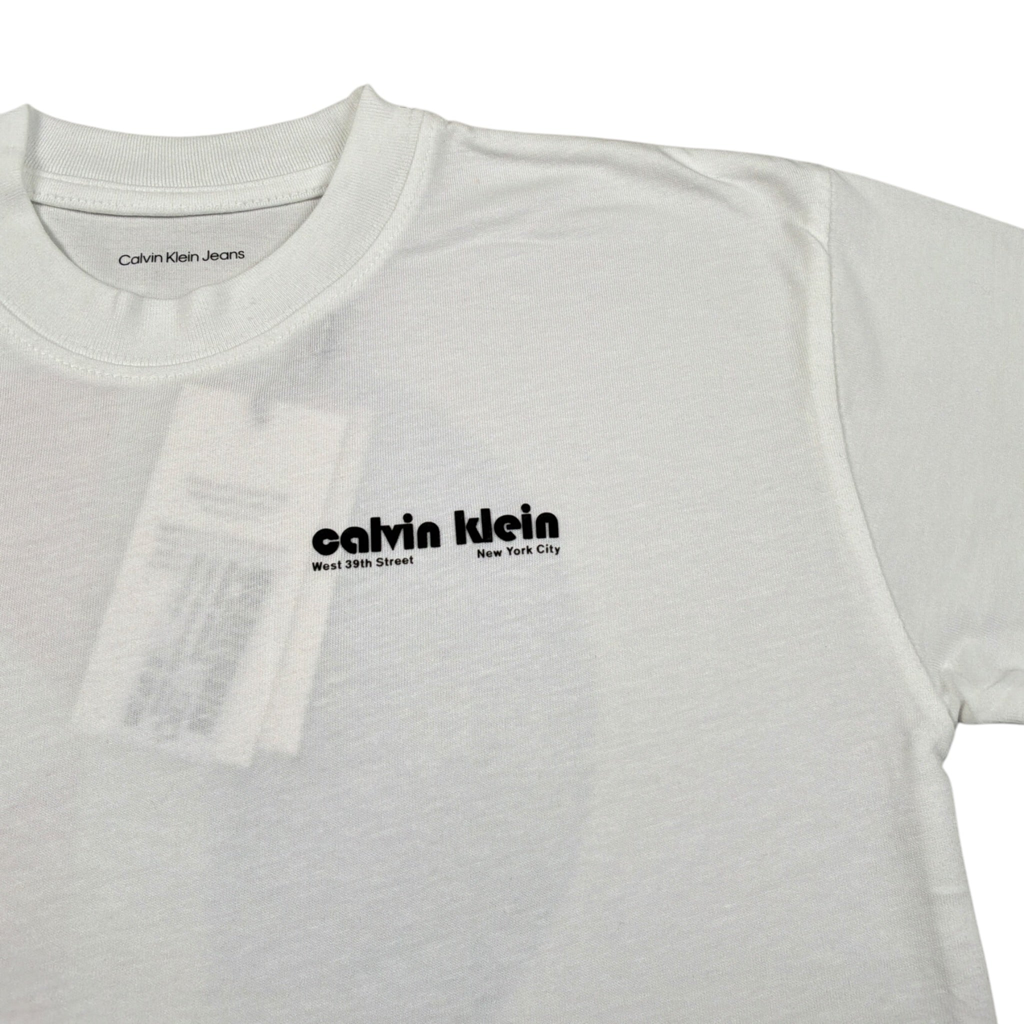 Calvin Klein T-Shirt Girocollo tinta unita con Stampa Bianco per Bambino IB0IB02543 BIANCO CALVIN KLEIN 