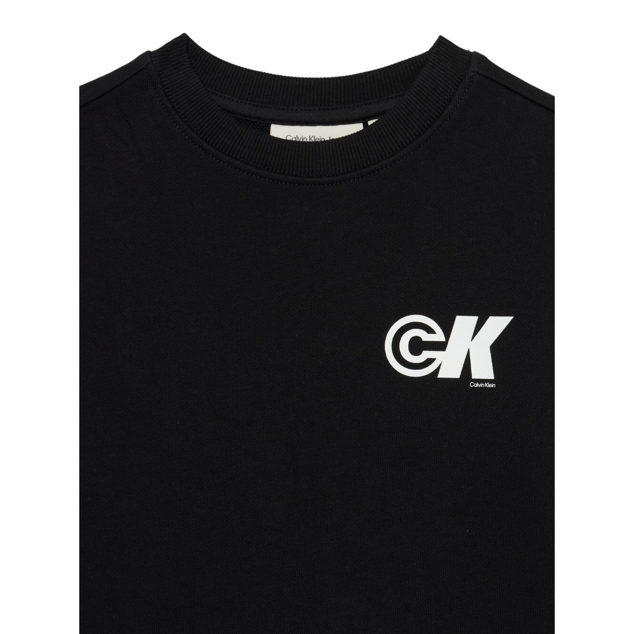 Calvin Klein Felpa Girocollo tinta unita con Stampa Nero per Bambino IB0IB02545 NERO CALVIN KLEIN 