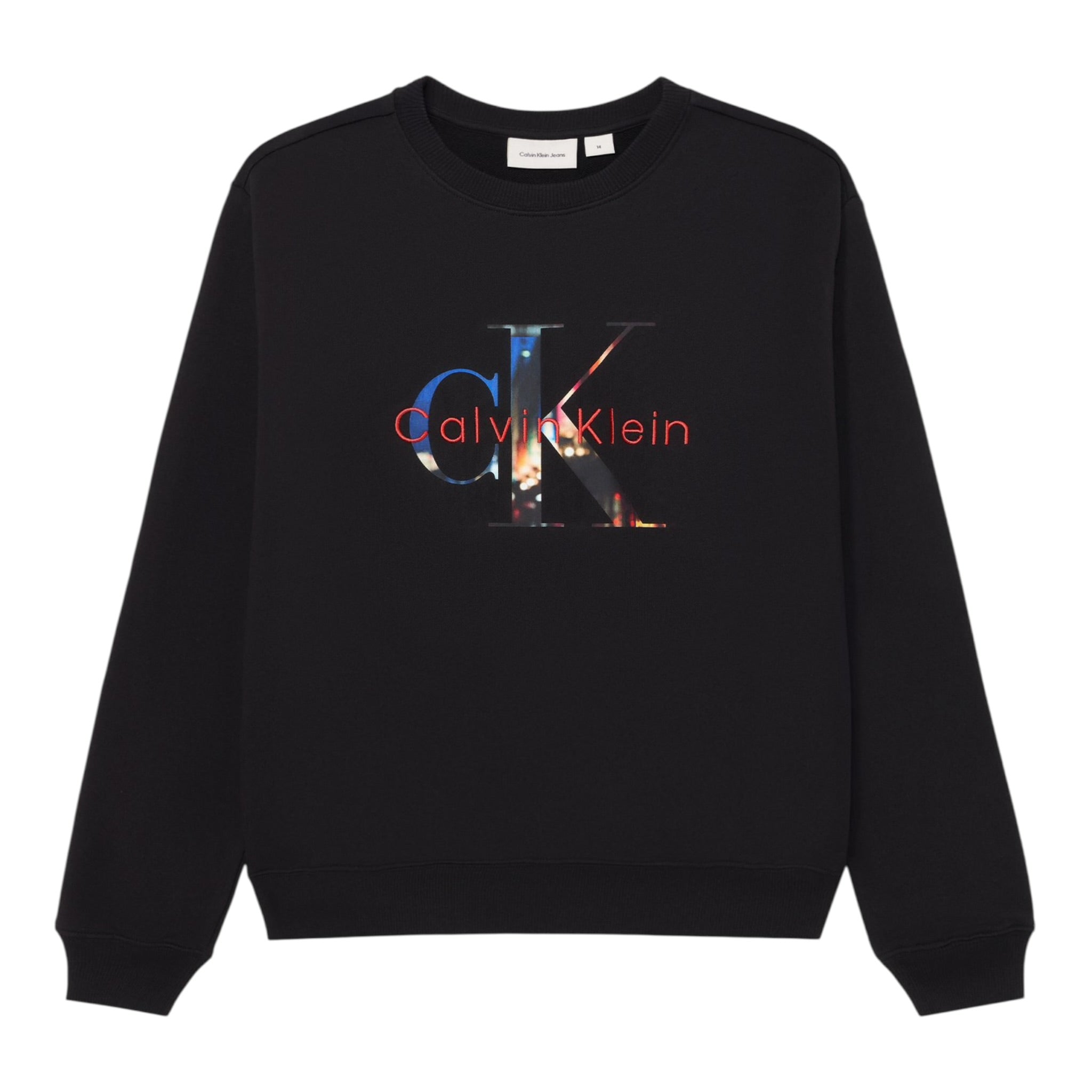Calvin Klein Felpa Chiusa Girocollo tinta unita con Logo Nero per Bambino IB0IB02562 NERO CALVIN KLEIN 
