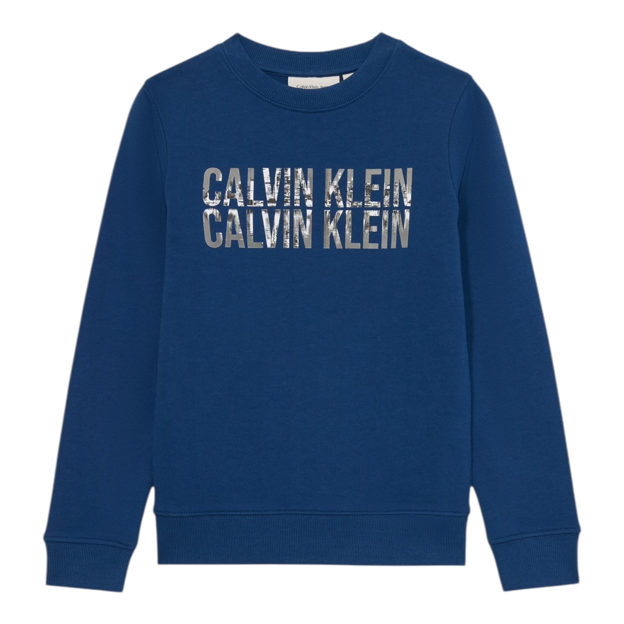 Calvin Klein Felpa Chiusa Girocollo tinta unita con Stampa Blu per Bambino IB0IB0257K BLU CALVIN KLEIN 