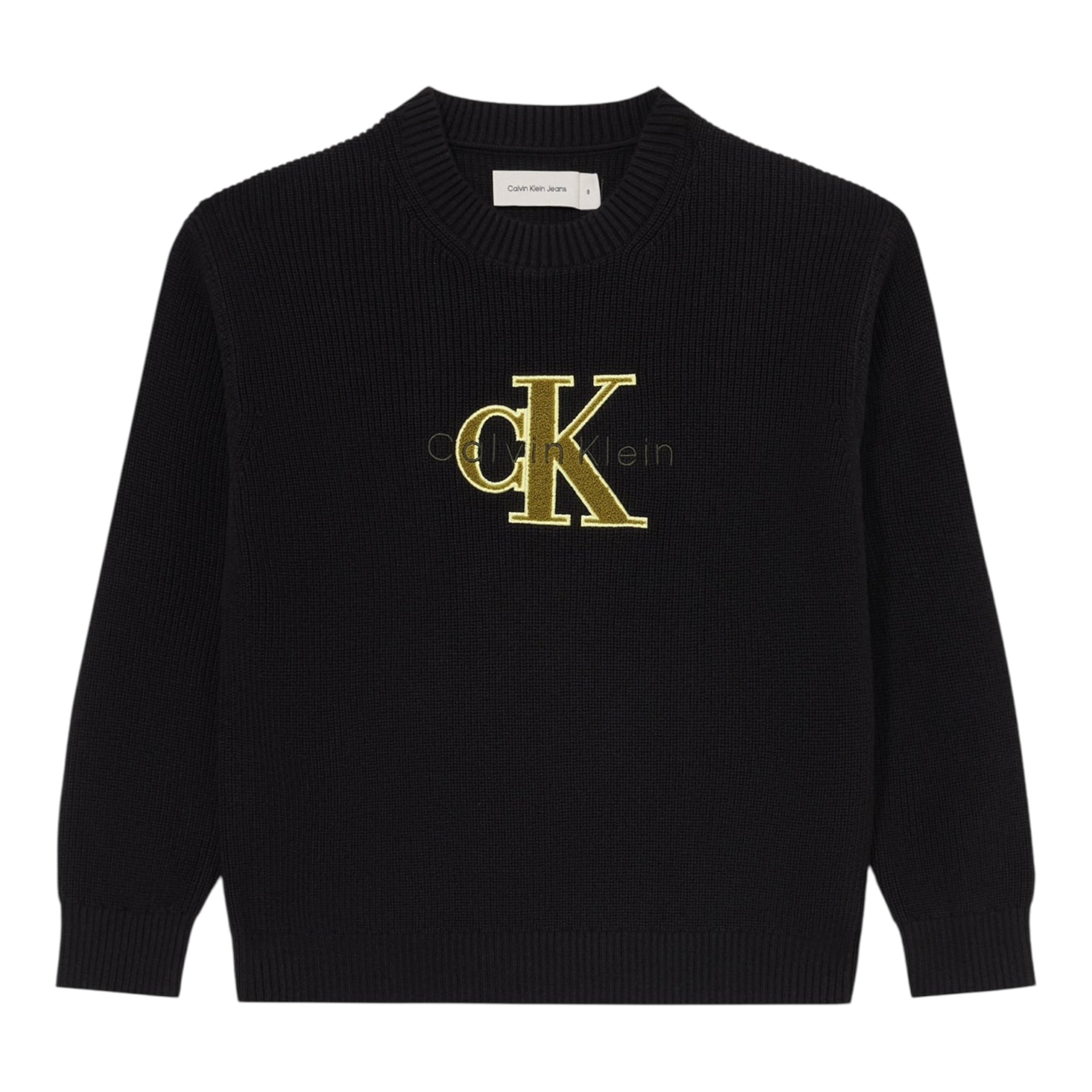 Calvin Klein Maglia Girocollo tinta unita con Logo Nero per Bambino IB0IB02598X NERO CALVIN KLEIN 