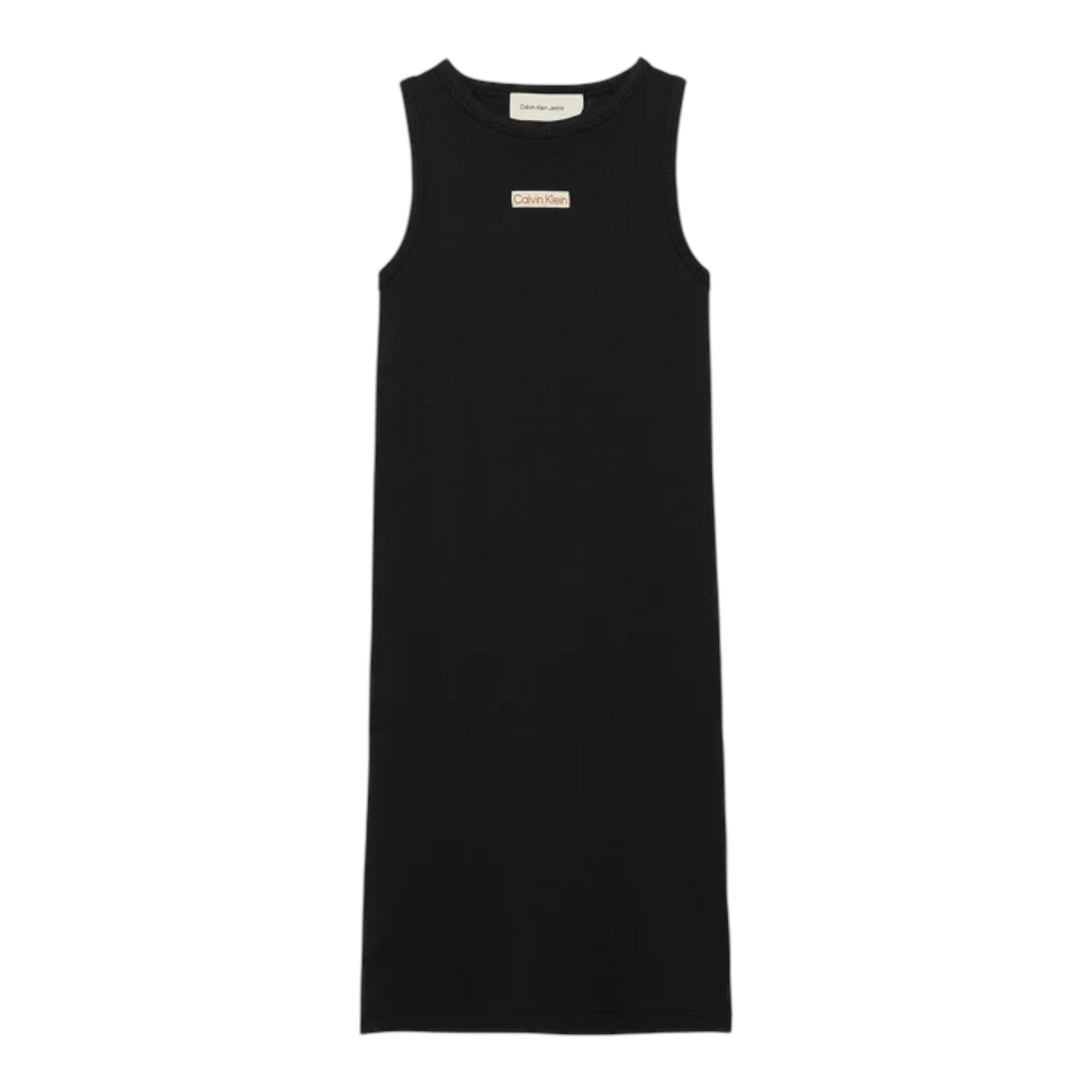 Calvin Klein Abito Giromanica tinta unita con Logo Nero per Bambina IG0IG02906 NERO CALVIN KLEIN 