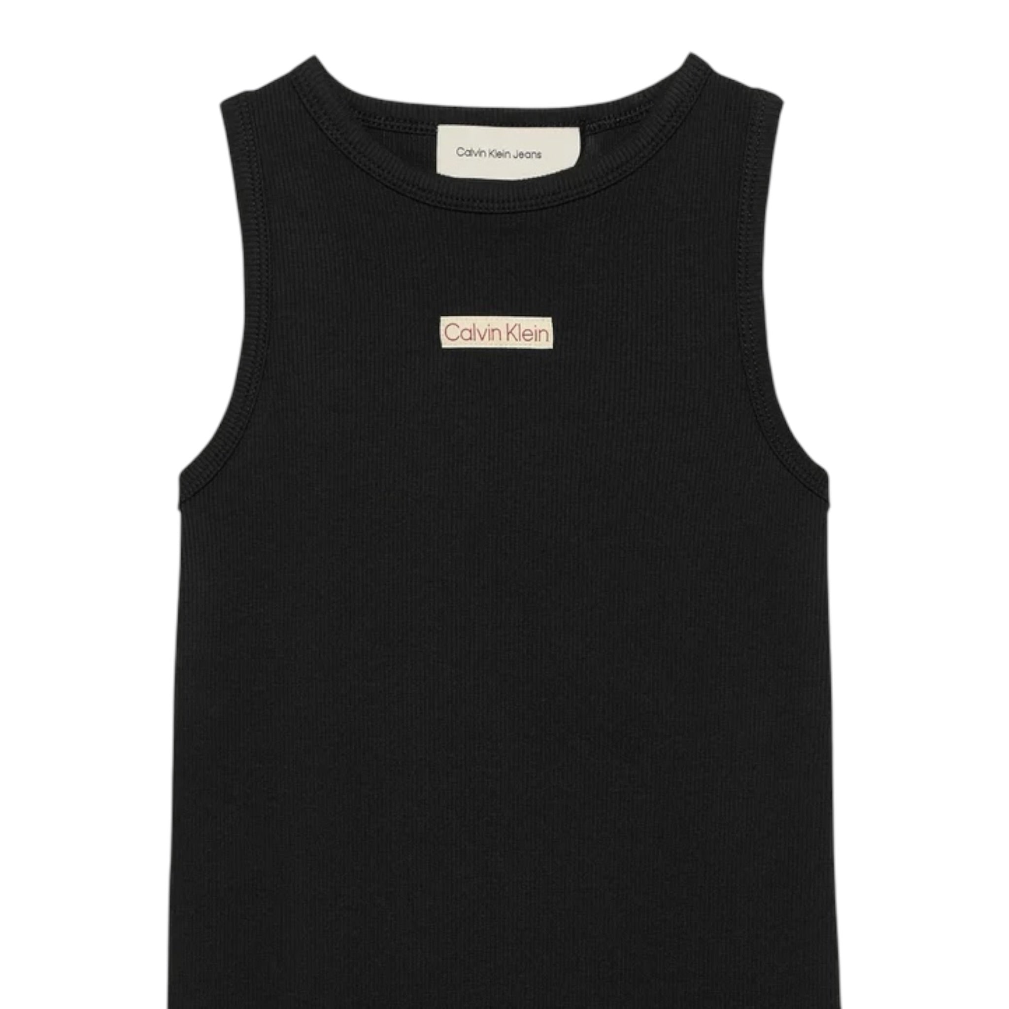 Calvin Klein Abito Giromanica tinta unita con Logo Nero per Bambina IG0IG02906 NERO CALVIN KLEIN 