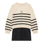 Calvin Klein Abito Manica Lunga tinta unita con Logo Panna per Bambina IG0IG029630K4 PANNA CALVIN KLEIN 
