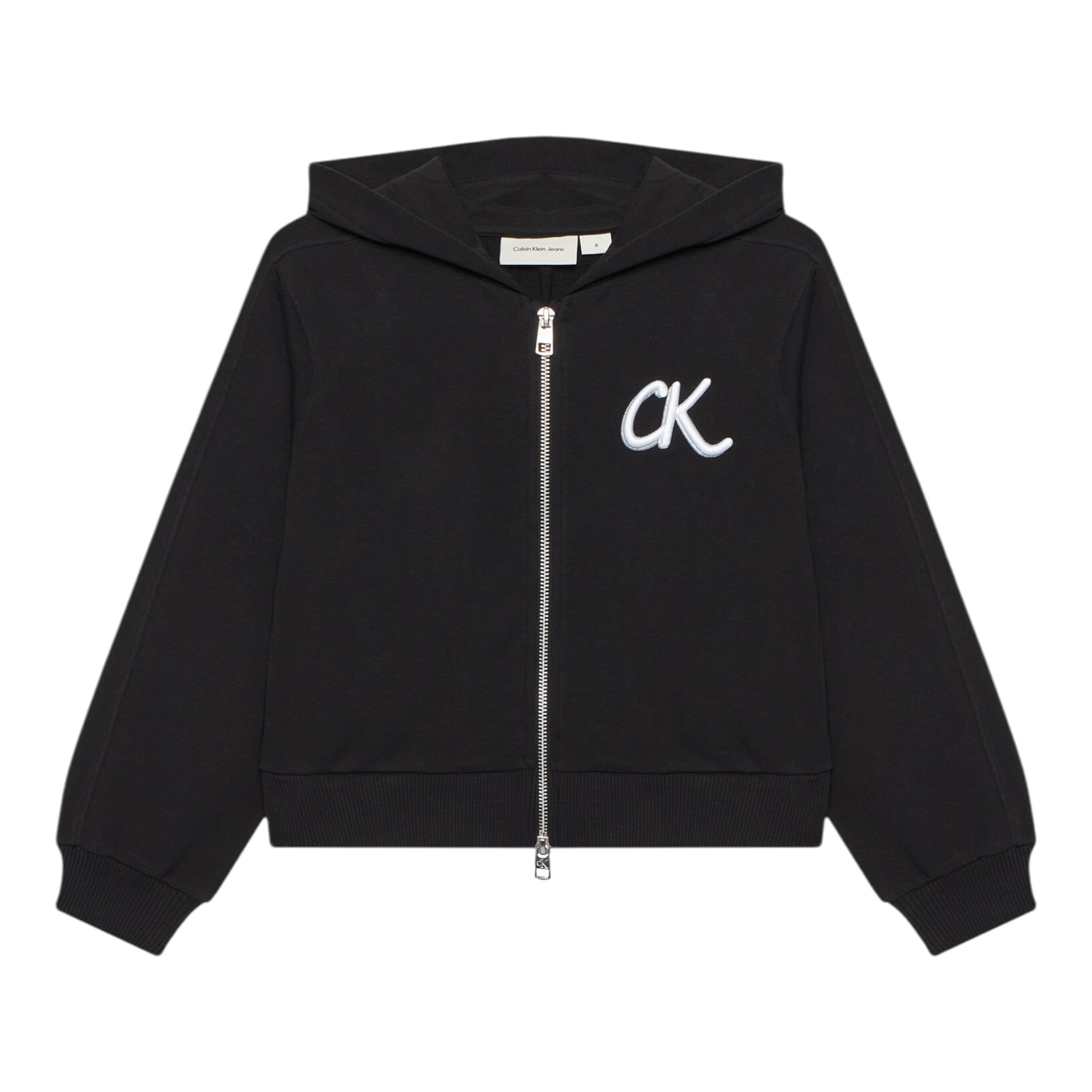 Calvin Klein Felpa con Zip E Cappuccio tinta unita Nero per Bambina IG0IG02969 NERO CALVIN KLEIN 