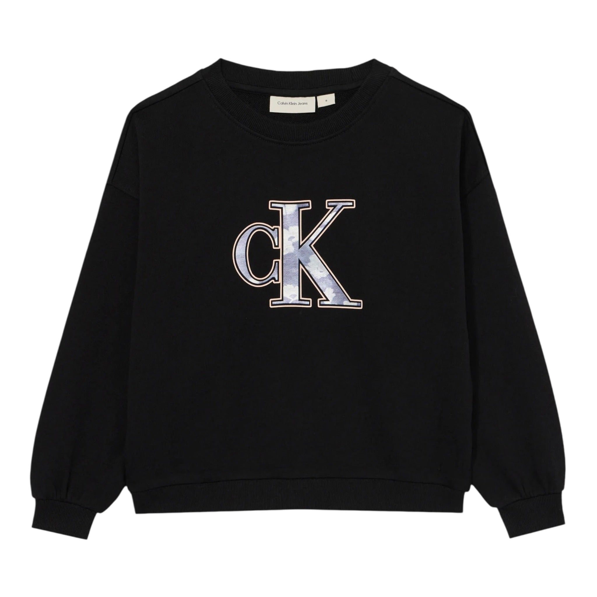 Calvin Klein Felpa tinta unita Girocollo con Logo Nero per Bambina IG0IG02970X NERO CALVIN KLEIN 