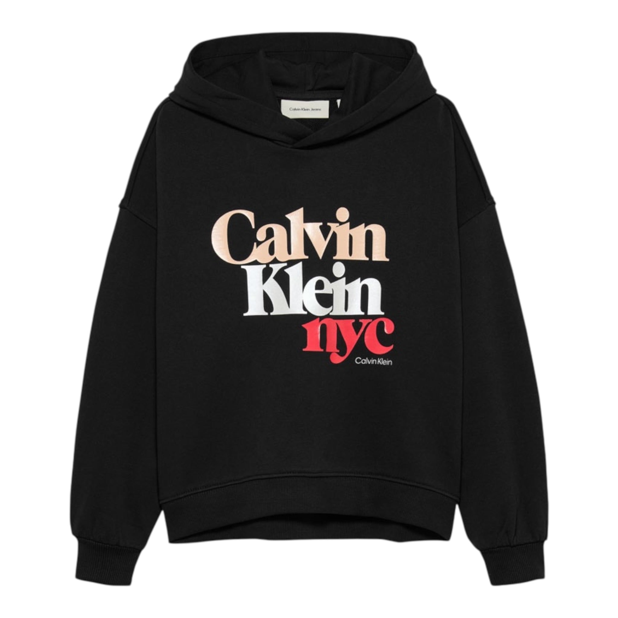 Calvin Klein Felpa tinta unita con Cappuccio E Logo Nero per Bambino IG0IG02989 NERO CALVIN KLEIN 