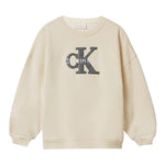 Calvin Klein Felpa Chiusa Girocollo tinta unita con Logo Beige per Bambina IG0IG03014X BEIGE CALVIN KLEIN 