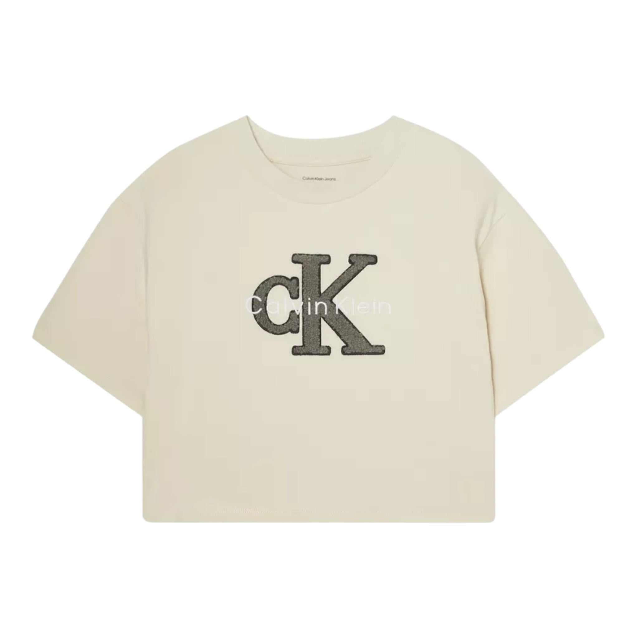 Calvin Klein T-Shirt Girocollo tinta unita con Logo Beige per Bambina IG0IG03031 BEIGE CALVIN KLEIN 