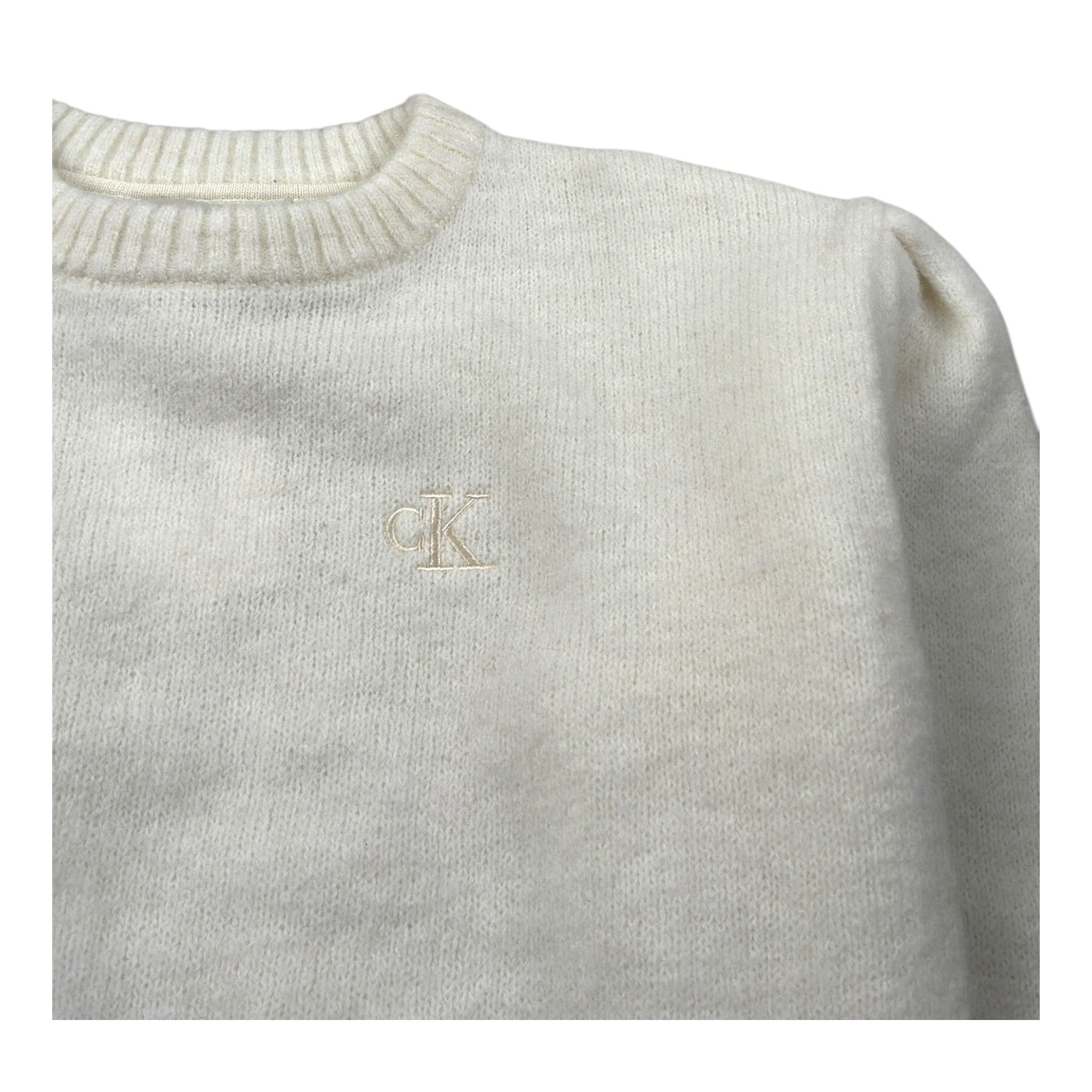 Calvin Klein Maglia Girocollo tinta unita con Logo Panna per Bambina IG0IG03048XU4 PANNA CALVIN KLEIN 
