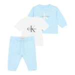 Calvin Klein Completo 3 Pezzi Felpa-T-Shirt-Pantalone Azzurro per Neonato IN0IN00336 AZZURRO CALVIN KLEIN 