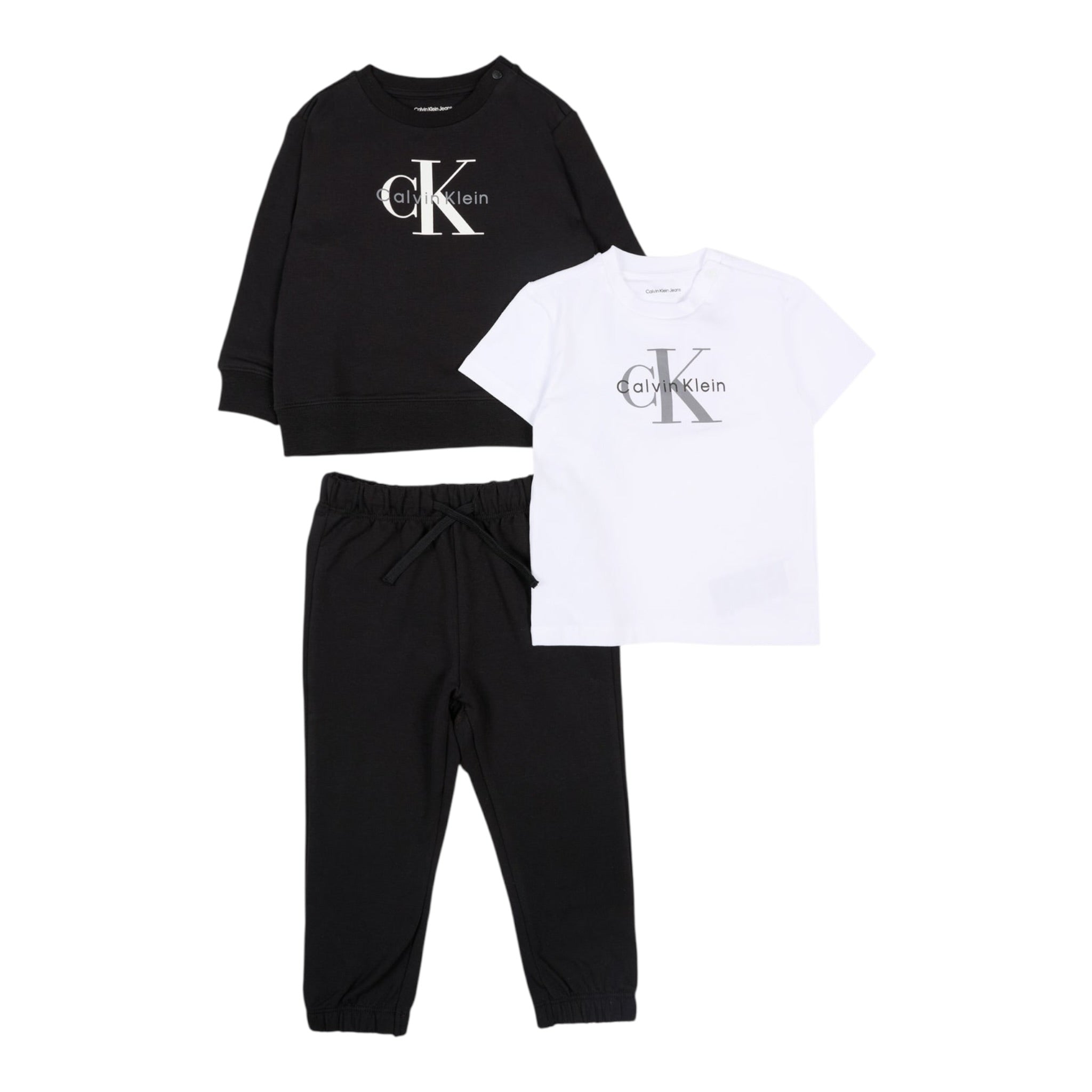 Calvin Klein Completo 3 Pezzi Felpa-T-Shirt-Pantalone Nero per Neonato IN0IN00336 NERO CALVIN KLEIN 