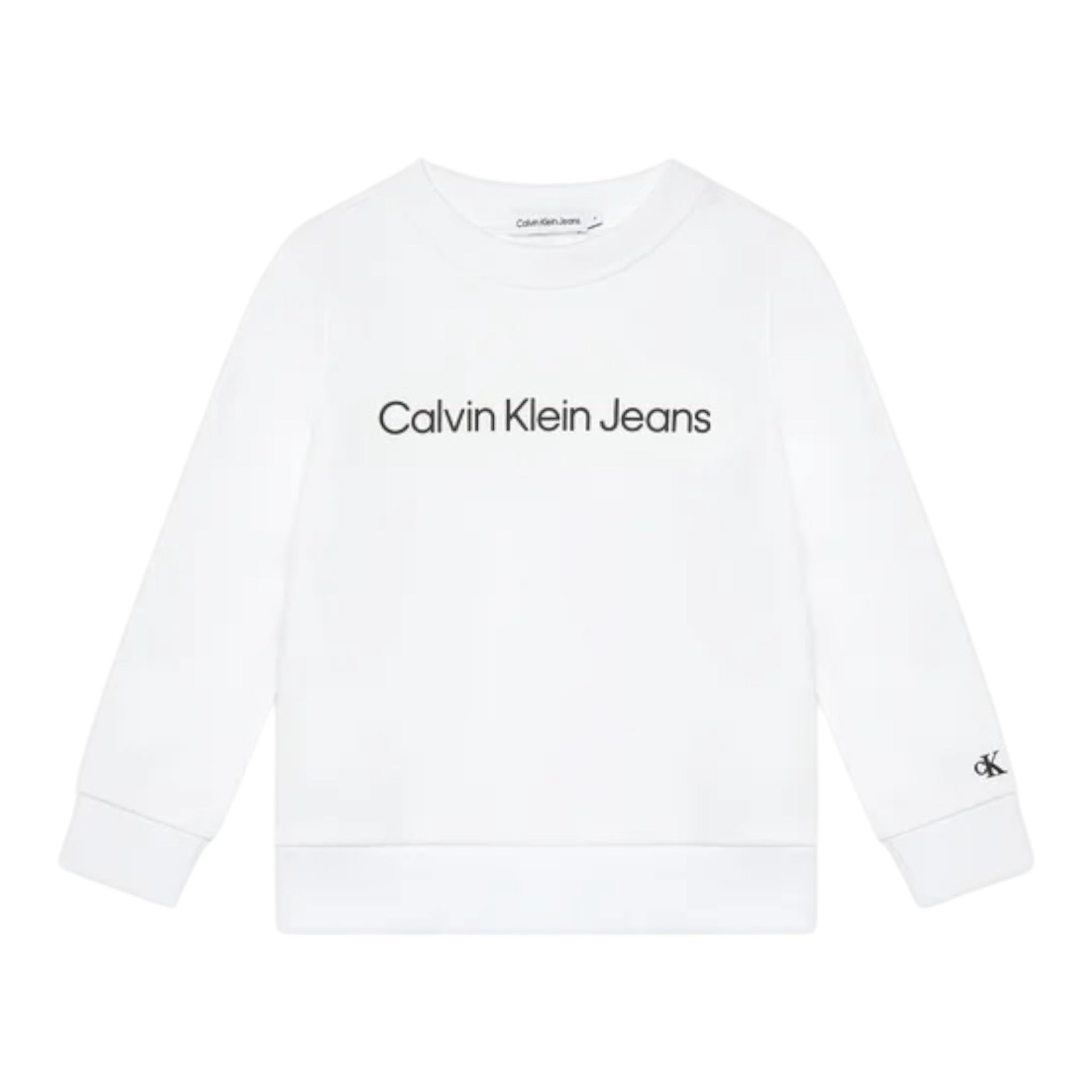 Calvin Klein Felpa tinta unita con Stampa Bianco per Bambino IU0IU00581 BIANCO CALVIN KLEIN 
