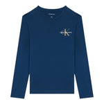 Calvin Klein Shirt Girocollo tinta unita con Stampa Blu per Bambino IU0IU00677 BLU CALVIN KLEIN 