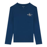 Calvin Klein Shirt Girocollo tinta unita con Stampa Blu per Bambino IU0IU00677 BLU CALVIN KLEIN 