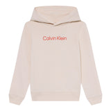 Calvin Klein Felpa Chiusa con Cappuccio tinta unita con Logo Panna per Bambino IU0IU00679T PANNA CALVIN KLEIN 