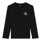 Calvin Klein Shirt Girocollo tinta unita con Logo Nero per Bambino IU0IU00717 NERO CALVIN KLEIN 
