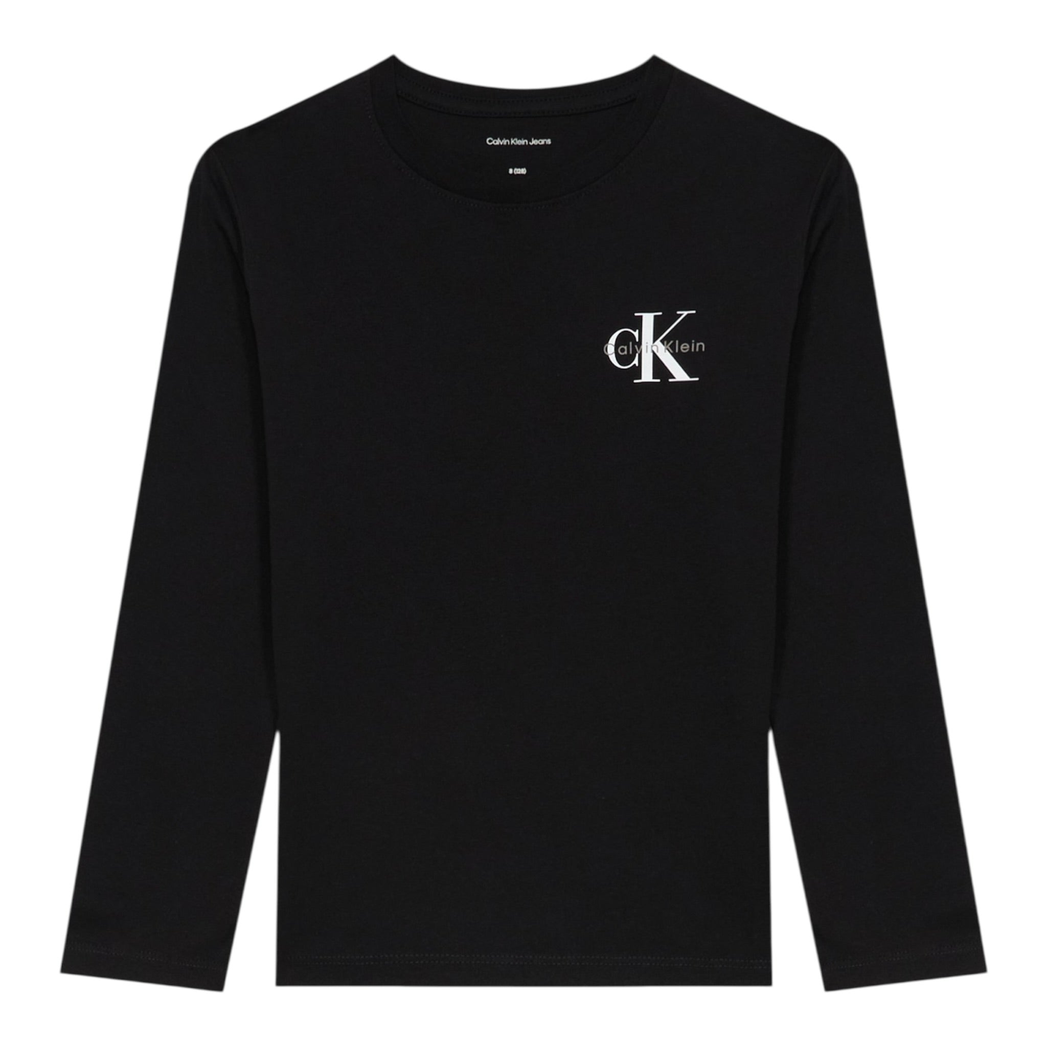 Calvin Klein Shirt Girocollo tinta unita con Logo Nero per Bambino IU0IU00717 NERO CALVIN KLEIN 