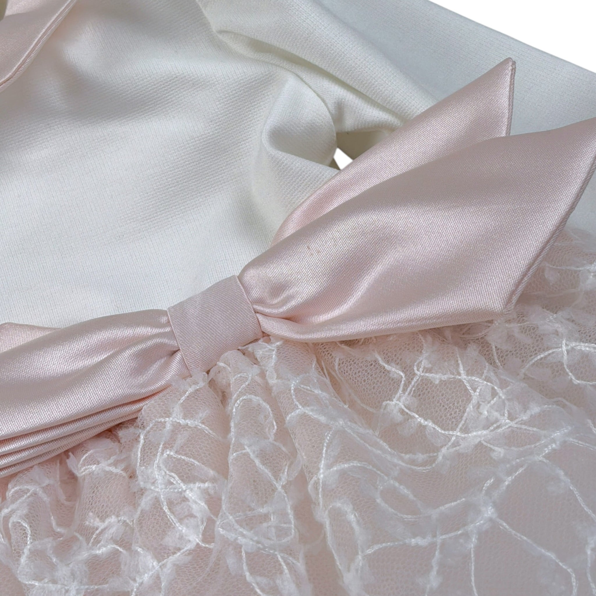 Carlo Pignatelli Abito Cerimonia Bicolore con Tulle E Ricami Bianco per Neonata CP66520 BIANCO CARLO PIGNATELLI 