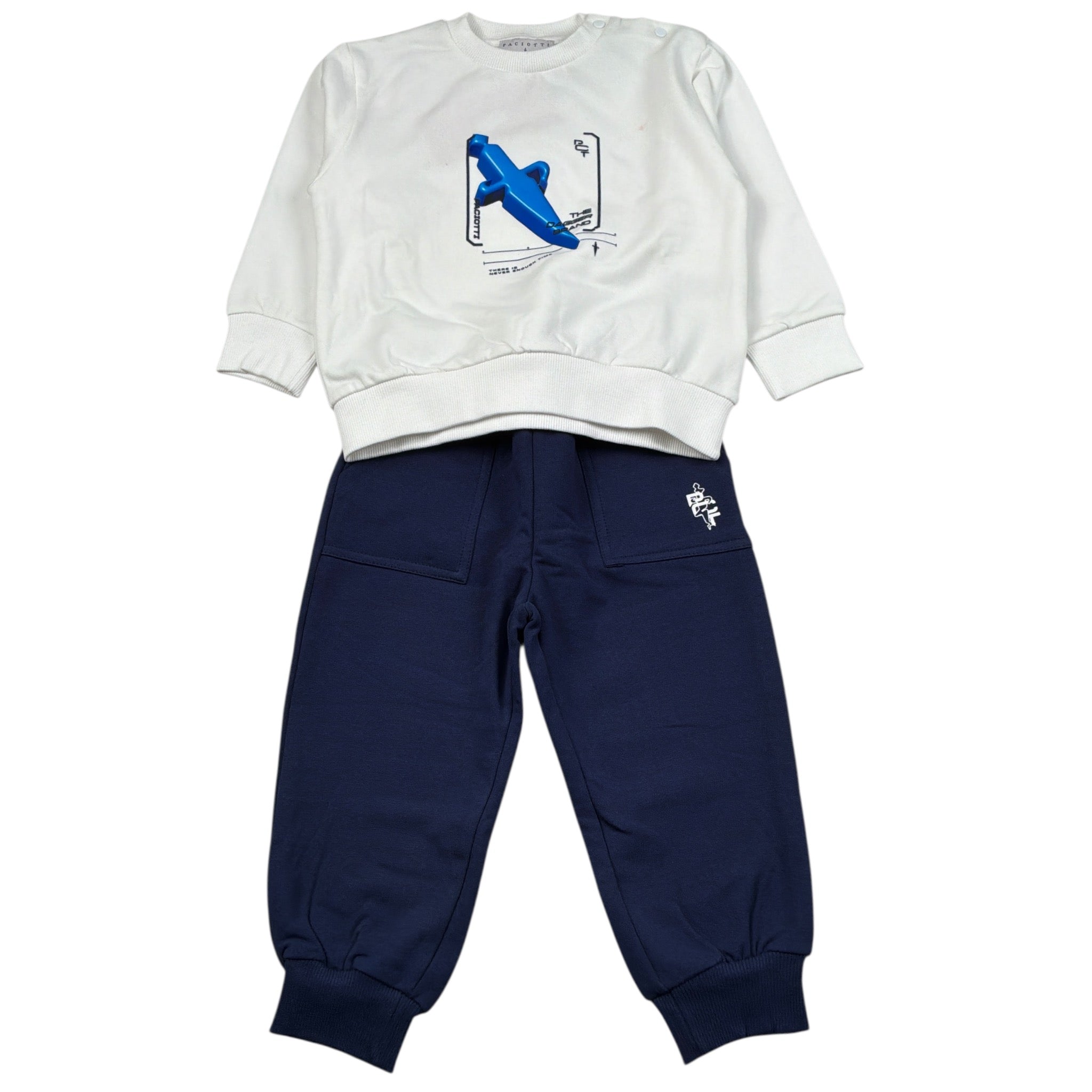 Cesare Paciotti Completo 2 Pezzi Felpa-Pantalone Bicolore Bianco/Blu per Neonato COMP6318B BIANCO/BLU CESARE PACIOTTI 