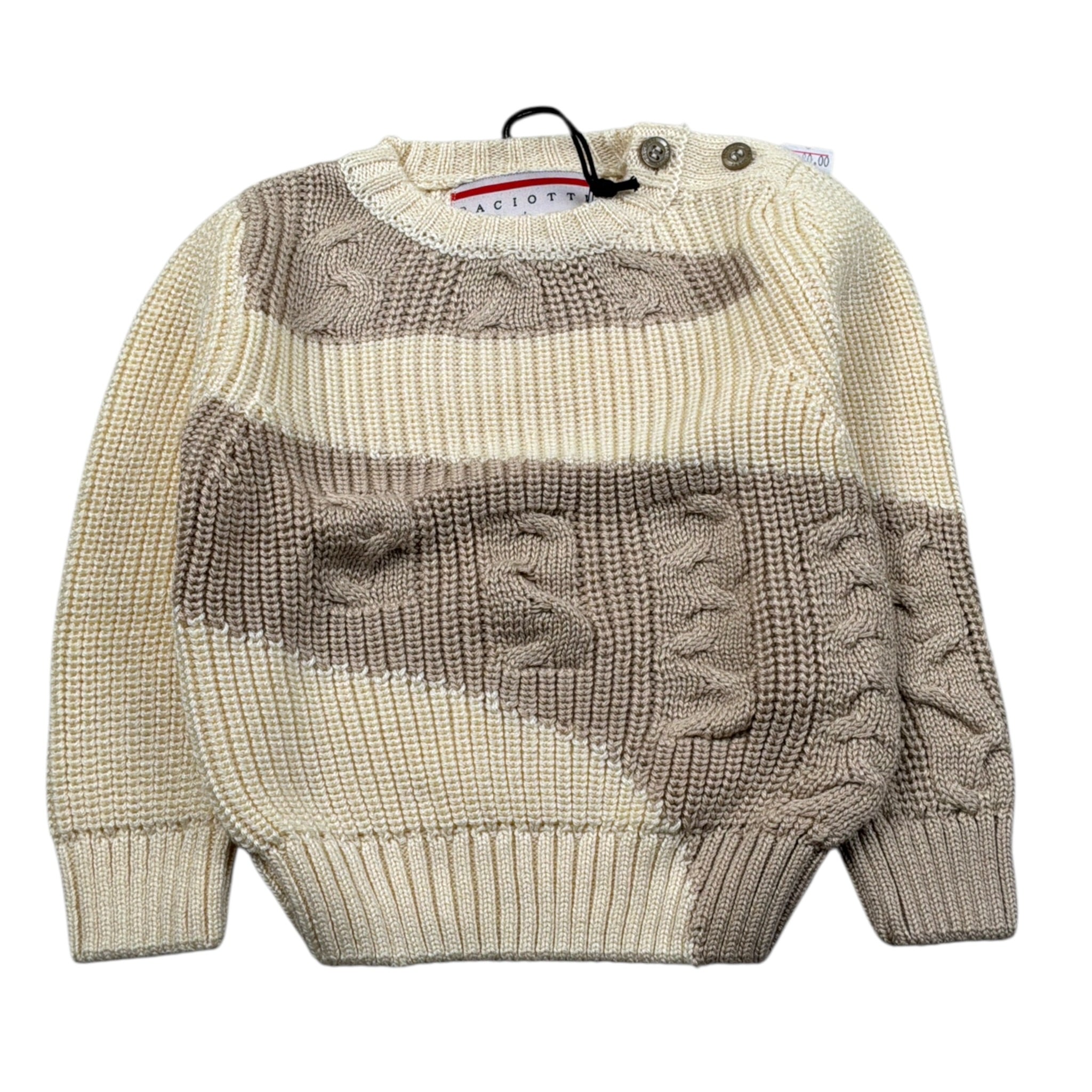 Cesare Paciotti Maglia Girocollo Bicolore Panna per Neonato MGP6358B PANNA CESARE PACIOTTI 