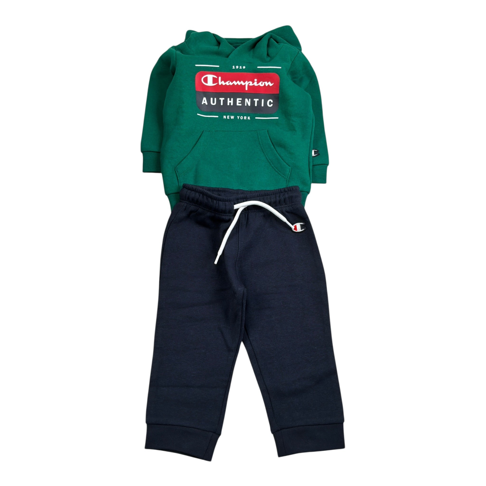 Champion Completo 2Pz Felpa con Cappuccio-Pantalone Verde per Neonato 306532 VERDE CHAMPION 