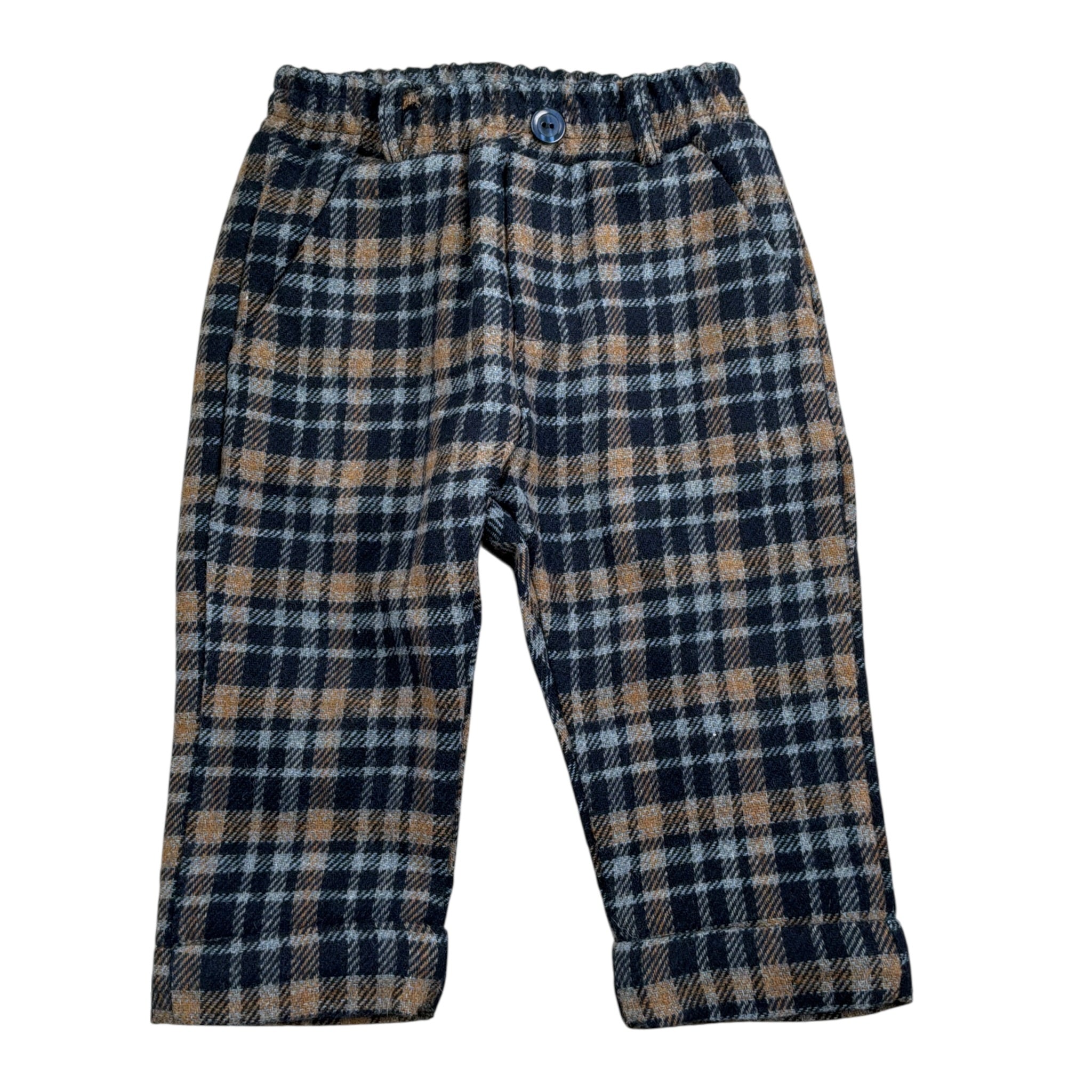 Ciccino Pantalone tinta unita con Fantasia A Quadri Blu per Neonato CCB0323 BLU CICCINO 