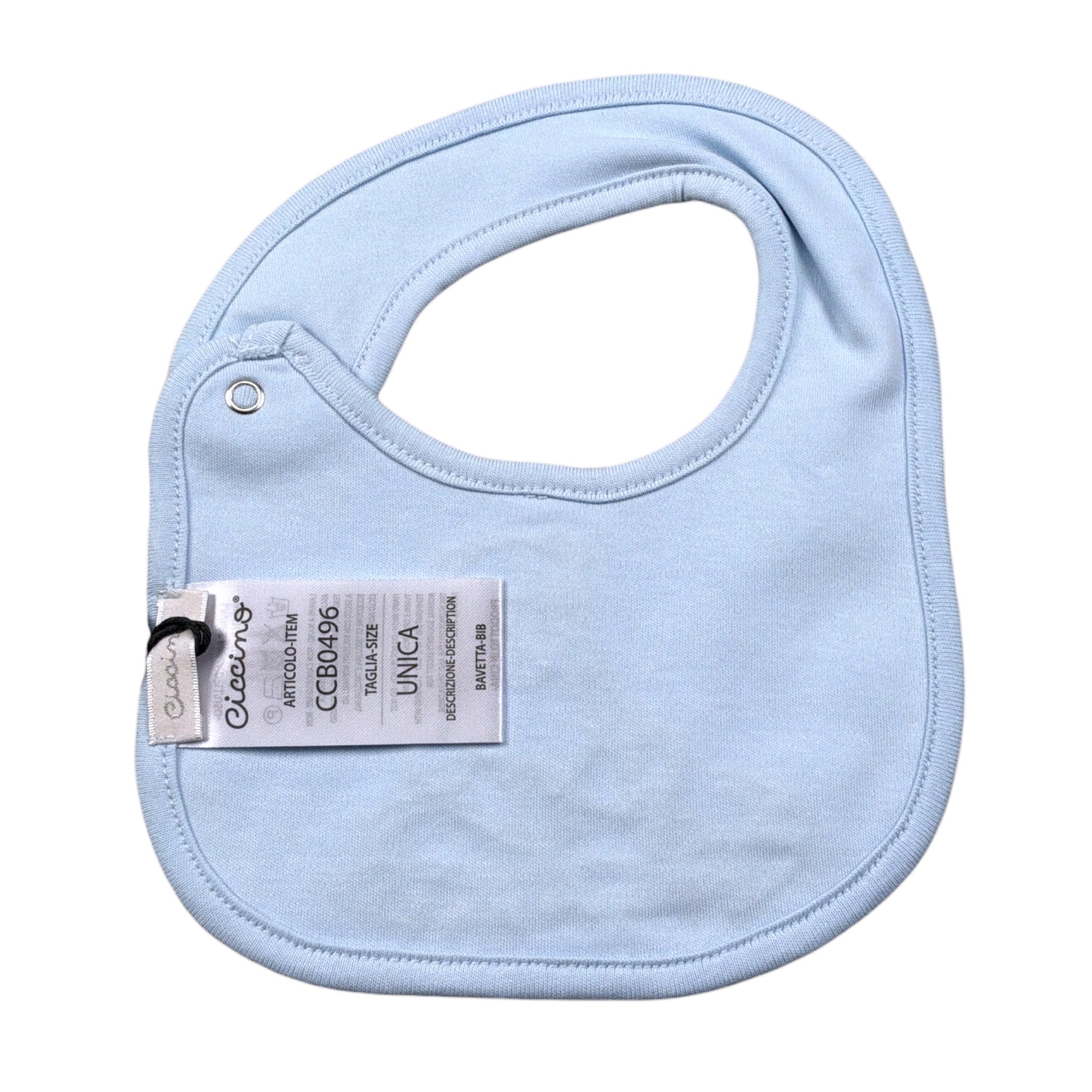 Ciccino Bavetta tinta unita con Ricami Azzurro per Neonato CCB0496 AZZURRO CICCINO 