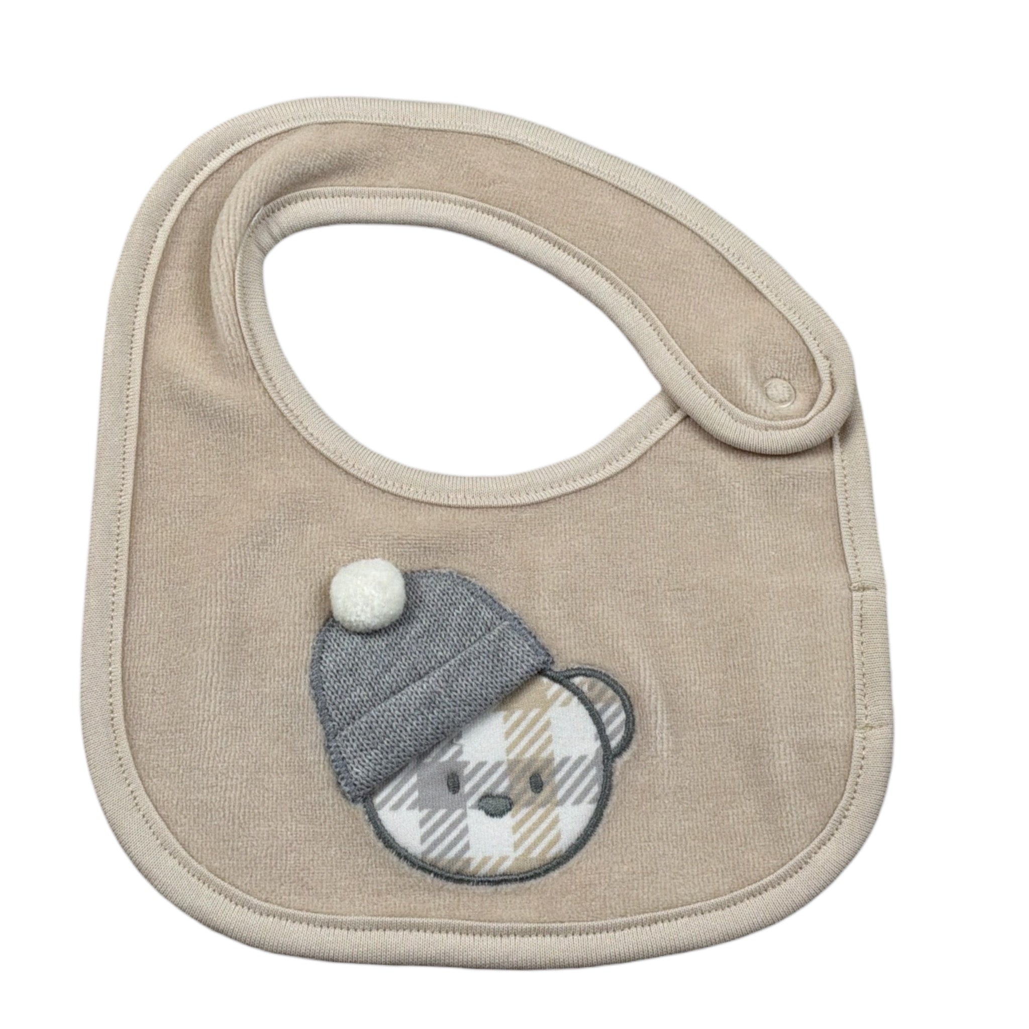 Ciccino Bavetta tinta unita con Ricami Beige per Neonato CCB0506 BEIGE CICCINO 