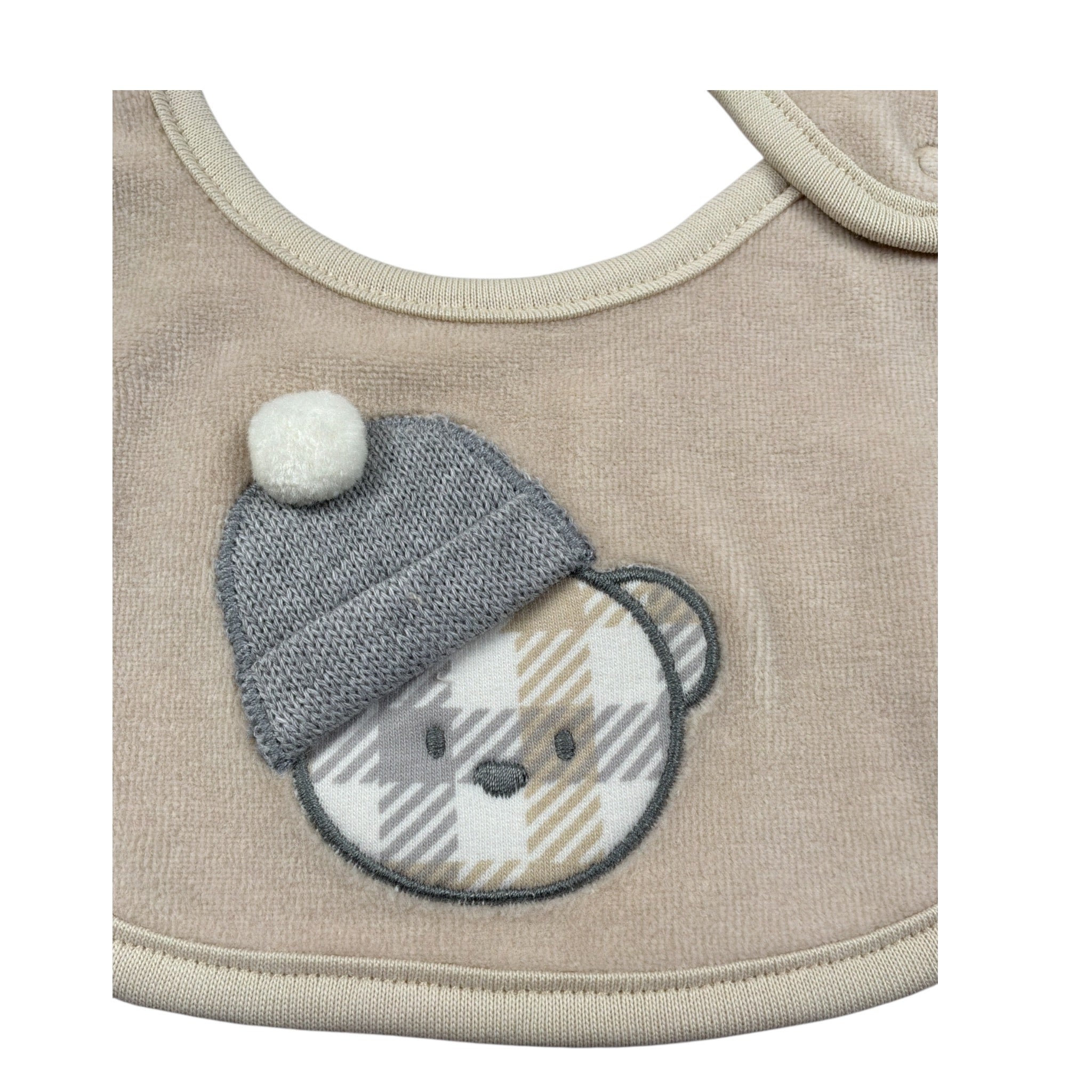 Ciccino Bavetta tinta unita con Ricami Beige per Neonato CCB0506 BEIGE CICCINO 