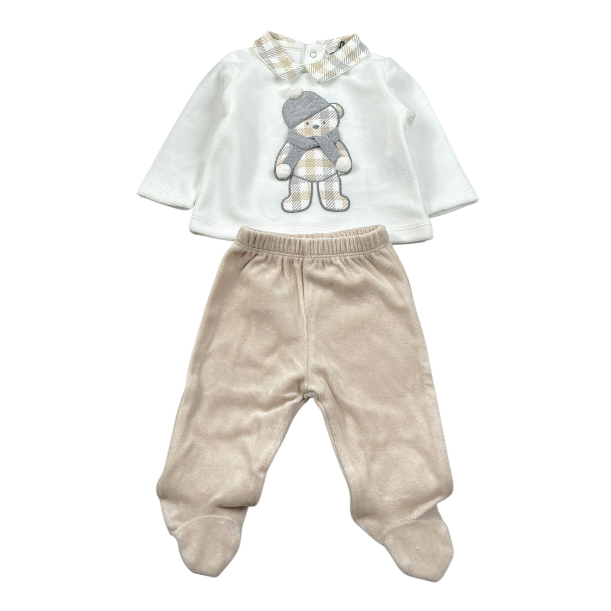 Ciccino Completo 2Pz Maglia-Ghettina Bicolore Panna per Neonato CCB0509 PANNA CICCINO 