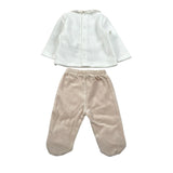 Ciccino Completo 2Pz Maglia-Ghettina Bicolore Panna per Neonato CCB0509 PANNA CICCINO 