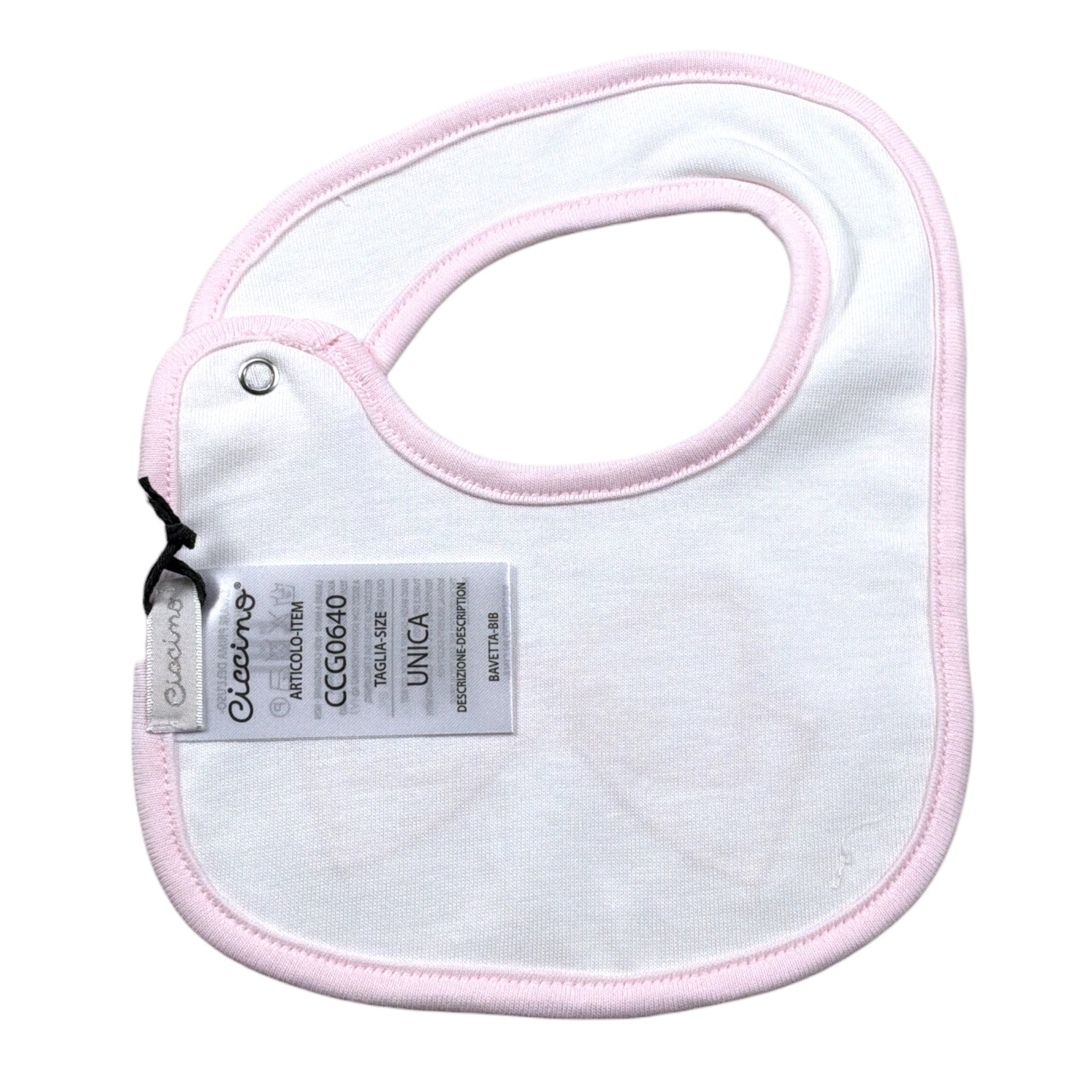 Ciccino Bavetta tinta unita con Ricami Bianco per Neonata CCG0640 BIANCO CICCINO 