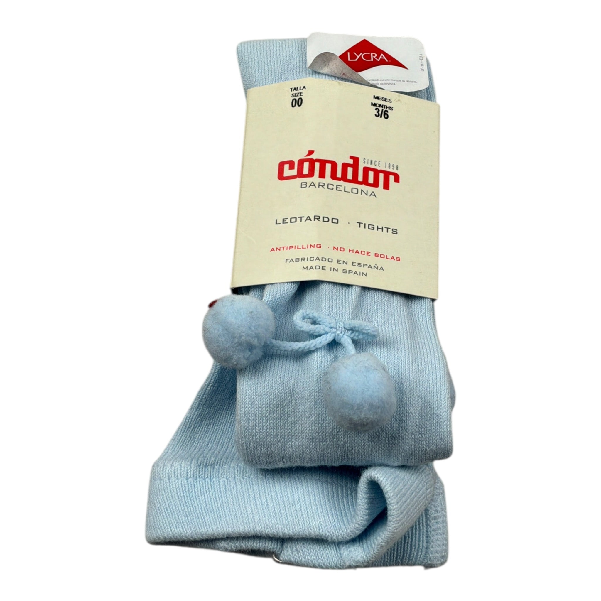 Cnd Calze Tnta Unita con Pon Pon Azzurro per Neonata 2192 AZZURRO CND 