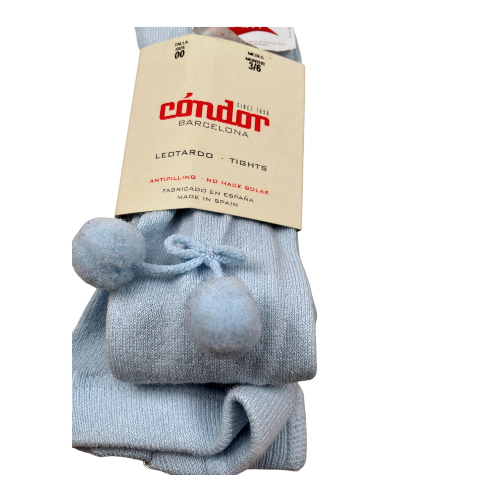 Cnd Calze Tnta Unita con Pon Pon Azzurro per Neonata 2192 AZZURRO CND 