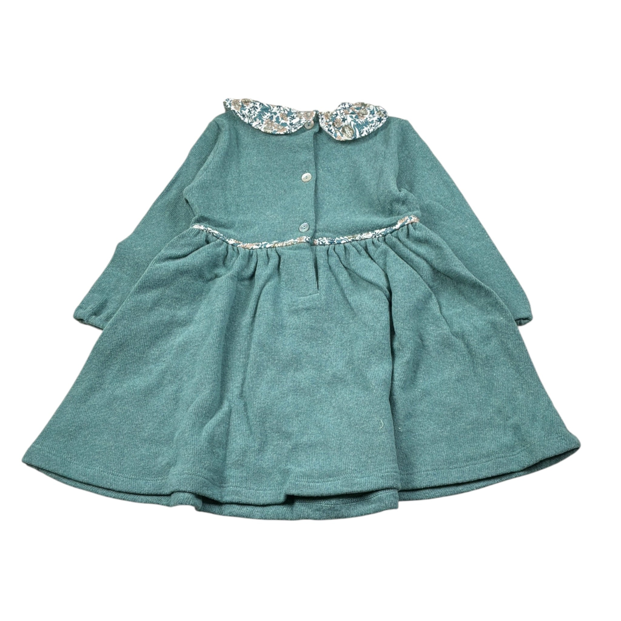 Coccode' Abito Manica Lunga tinta unita con Colletto Verde per Neonata C62216 VERDE COCCODE' 