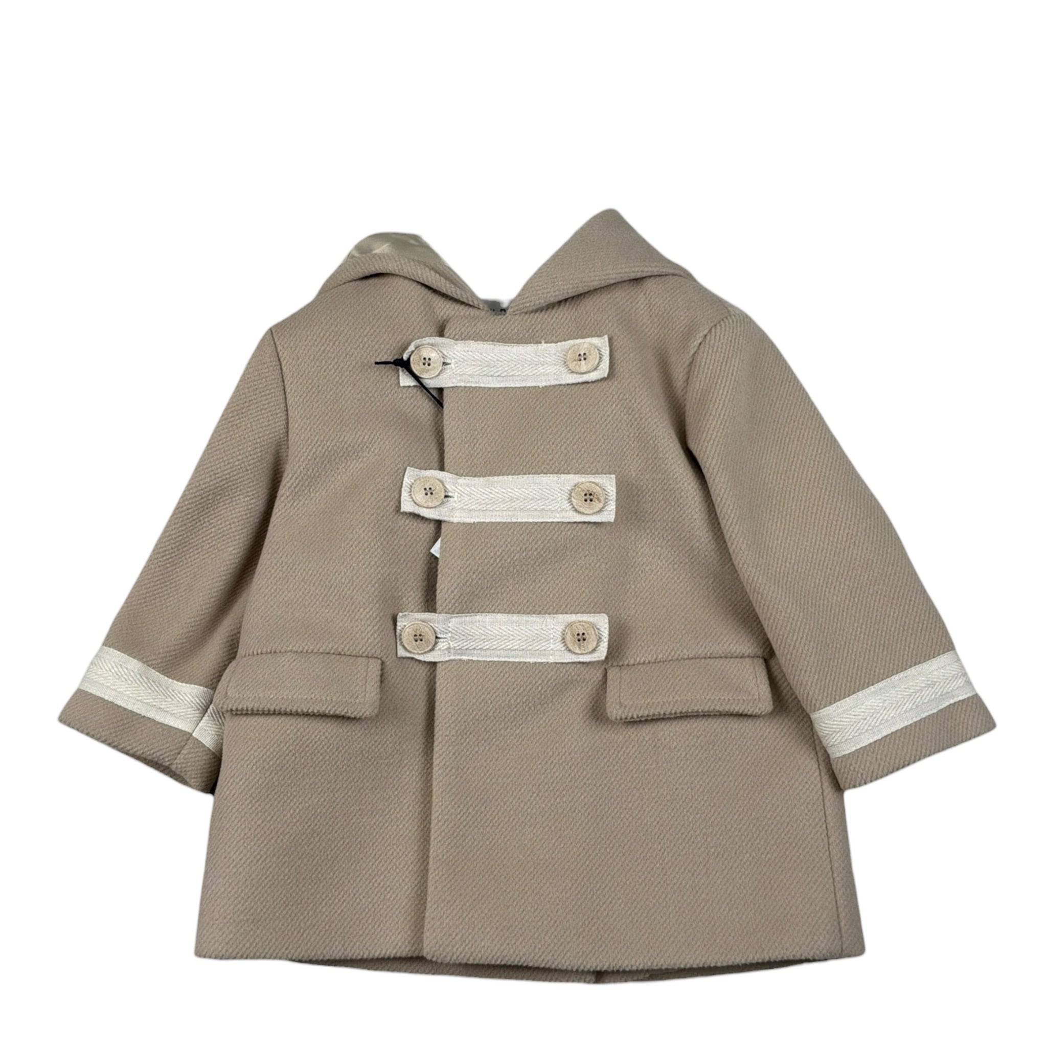 Colori Chiari Cappotto tinta unita con Cappuccio Fango per Neonato MN117789 FANGO COLORI CHIARI 