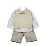 Colori Chiari Completo 4 Pezzi Gilet-Camicia-Papillon-Pantalone Panna per Neonato MN40723945 PANNA COLORI CHIARI 